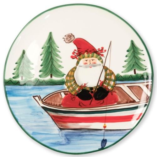 Vietri Old St. Nick Round Platter - Handcrafted Earthenware Serving Dish for Steak, Salad, Dessert & Snacks | Perfect for Holiday Entertaining, Dinner Parties & Family Gatherings