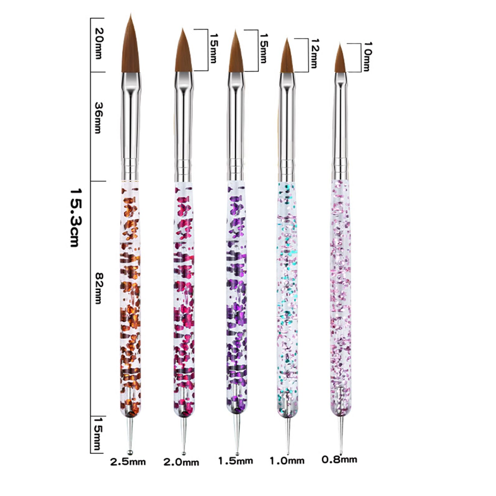 10Pcs Professional Nail Art Brushes Set with 5 Dotting Tools - Salon Quality Nail Painting Kit for Acrylic, Gel & Nail Art Designs - Perfect for Home Manicures & Professional Nail Salons