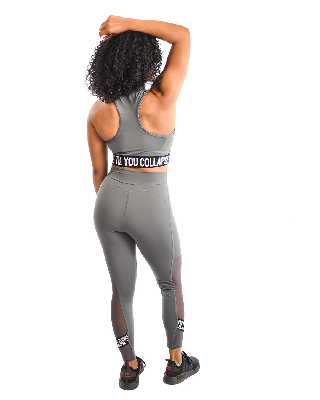 Premium High-Waisted Yoga Leggings for Women - Steel Gray Workout Pants with Brand Logo | Perfect for Gym, Running & Lounge Wear