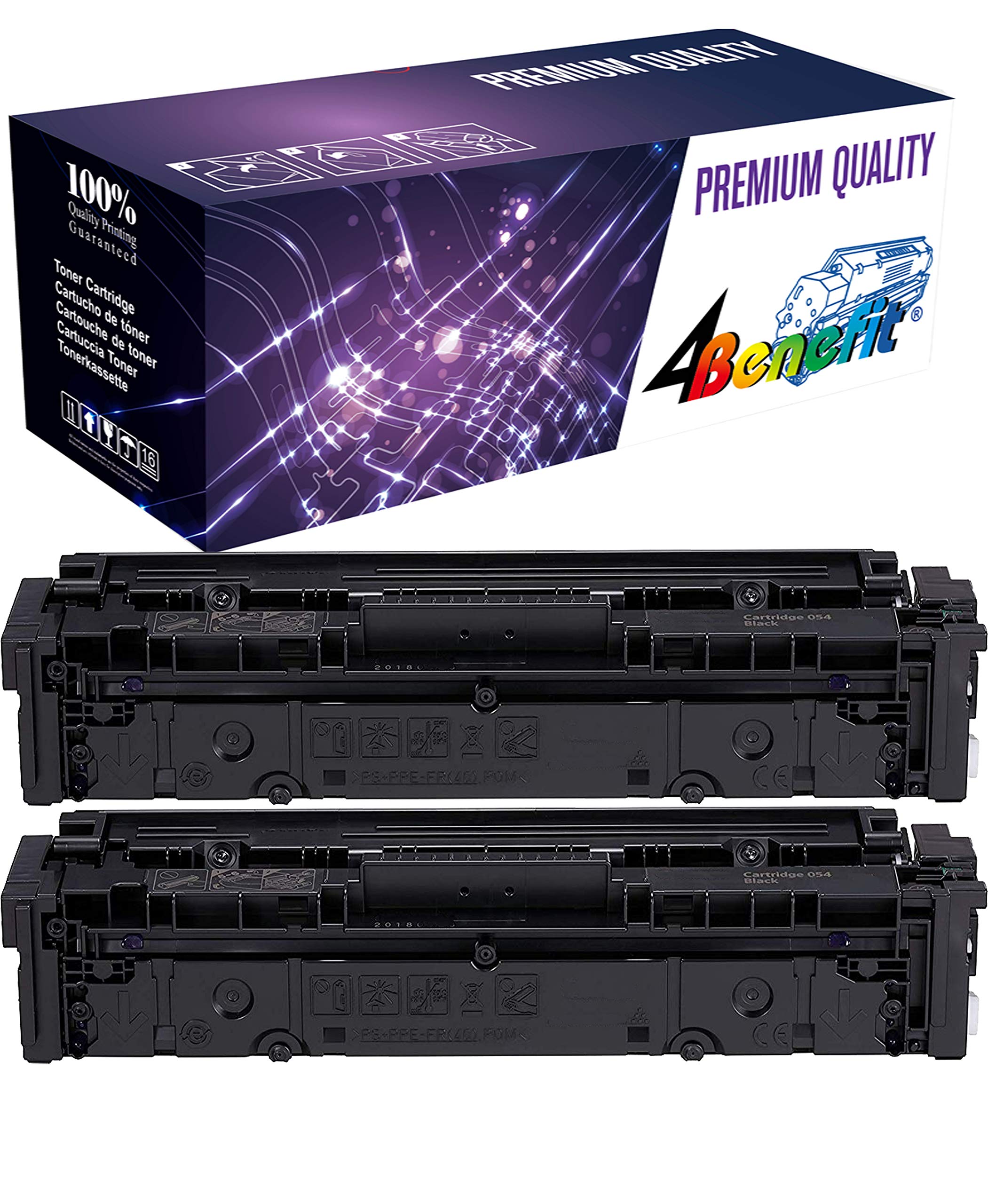 2-Pack 4Benefit Compatible CRG-054 Toner Cartridge (2x Black) for Canon imageCLASS LBP620, MF640C, MF642cdw Laser Printers - High Yield Replacement for Home & Office Printing