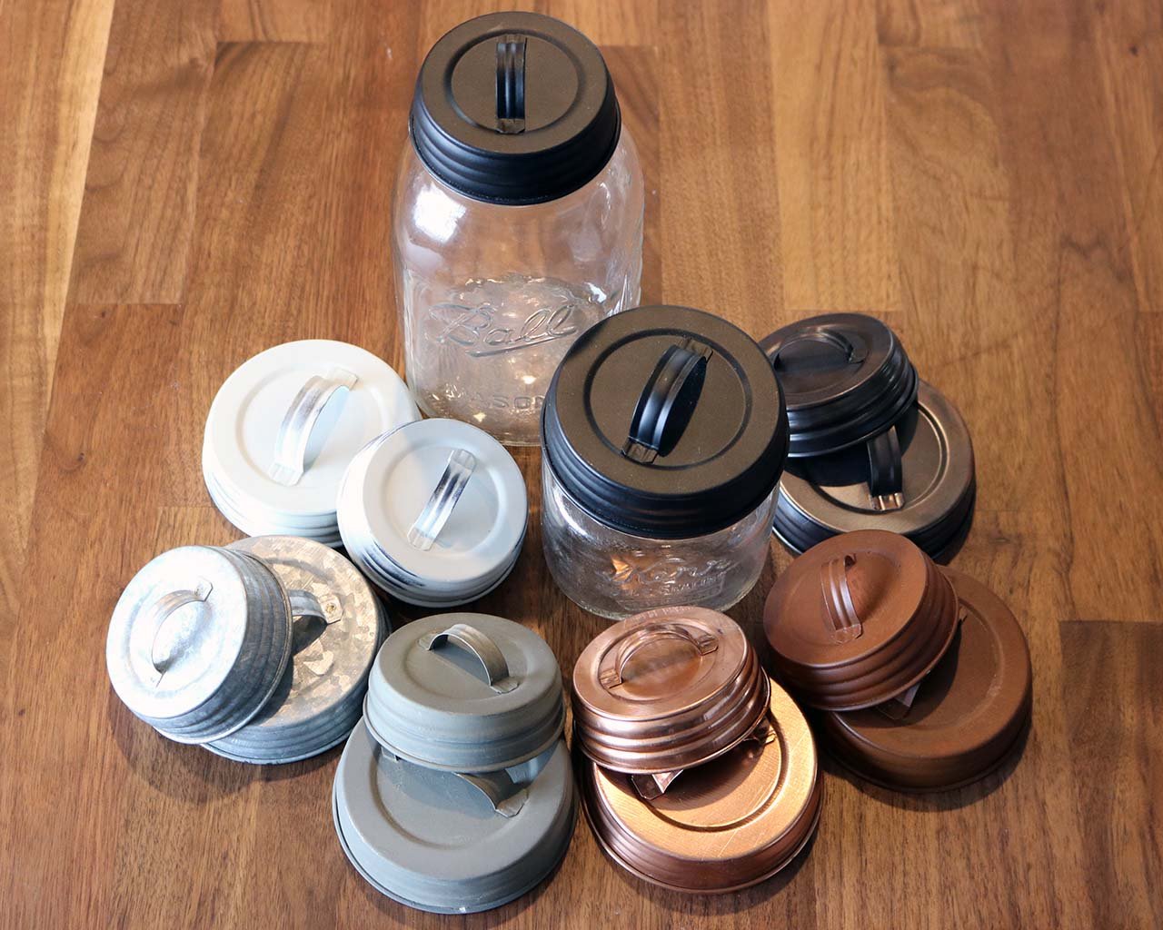 Oil Rubbed Bronze Mason Jar Lids with Handles - 4 Pack Wide Mouth Canning Jar Lids - Perfect for Home Canning, DIY Crafts, and Kitchen Storage