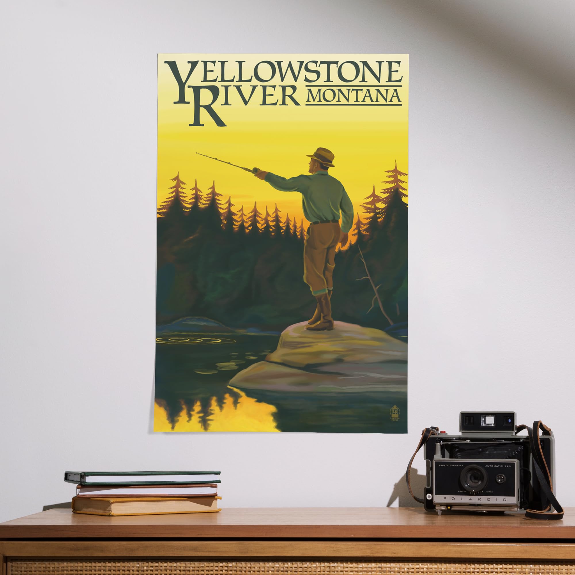 Lantern Press 16x24 Inch Giclee Art Print - Yellowstone River Montana Fly Fishing Landscape Wall Decor | Perfect for Home, Office & Cabin Decor