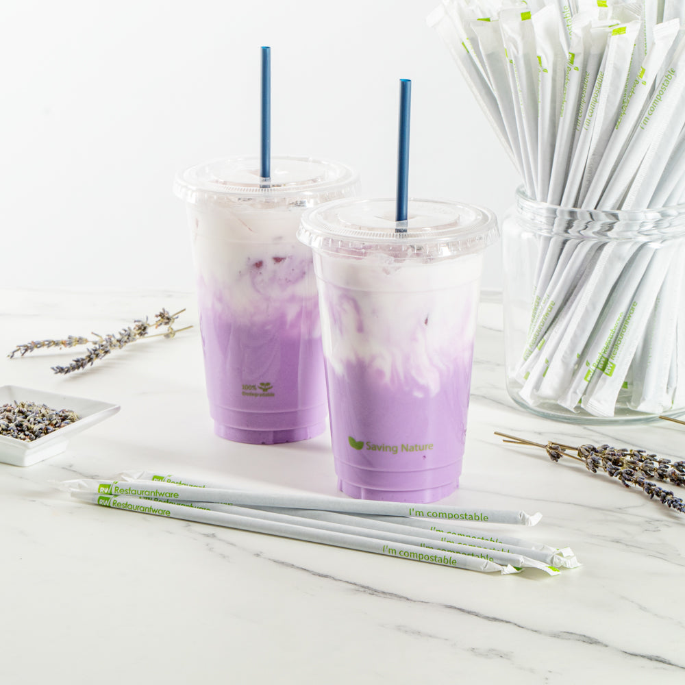 Eco-Friendly Compostable PLA/PBAT Plastic Straws - Midnight Blue, 8 1/4 Inch, 100 Count (Perfect for Parties, Restaurants & Sustainable Events)