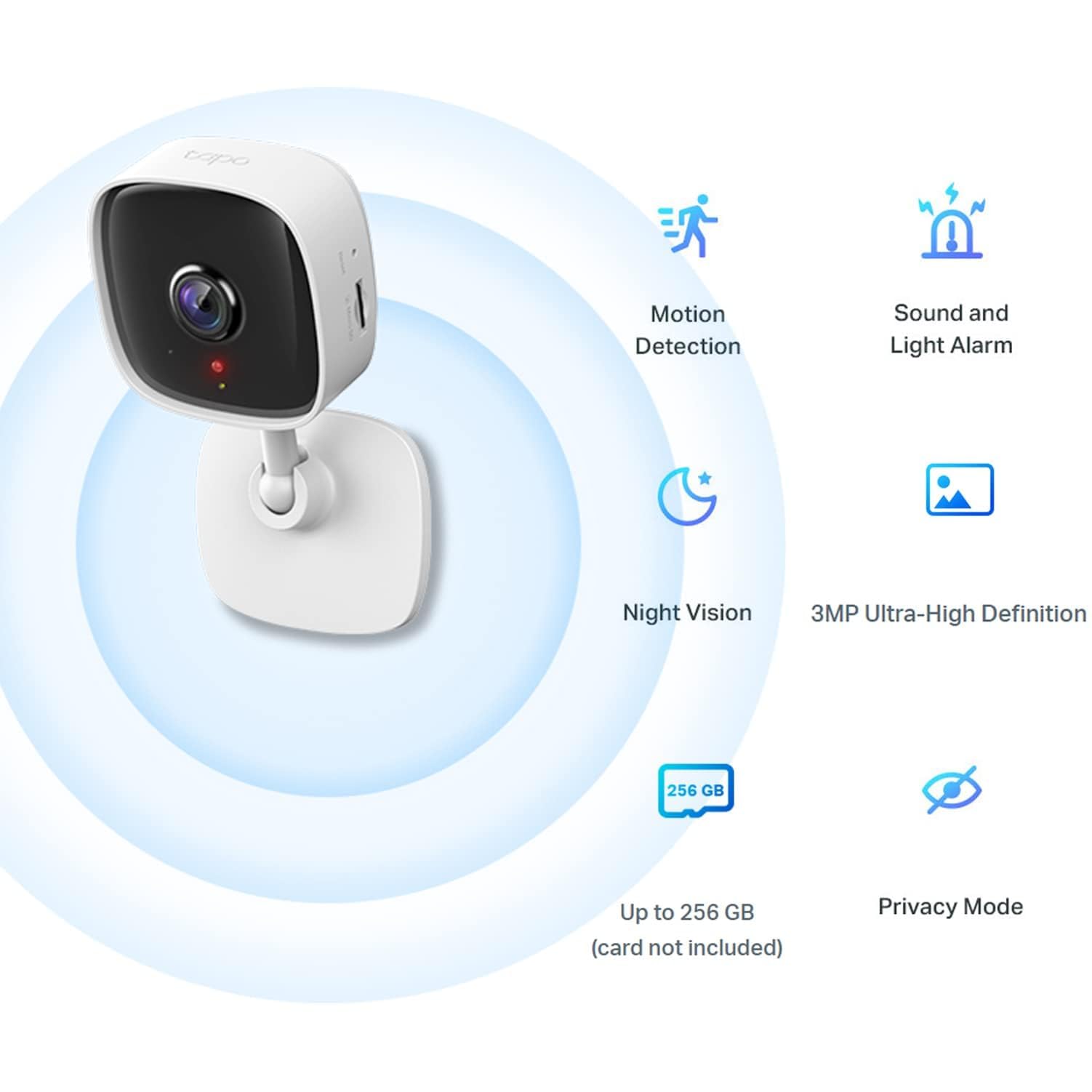 Tapo C110 2K 3MP Indoor Security Camera - WiFi Pet/Baby Monitor with AI Motion Detection, 2-Way Audio & Night Vision, No Monthly Fee, Works with Alexa & Google Home - Perfect for Home, Nursery & Pet Monitoring