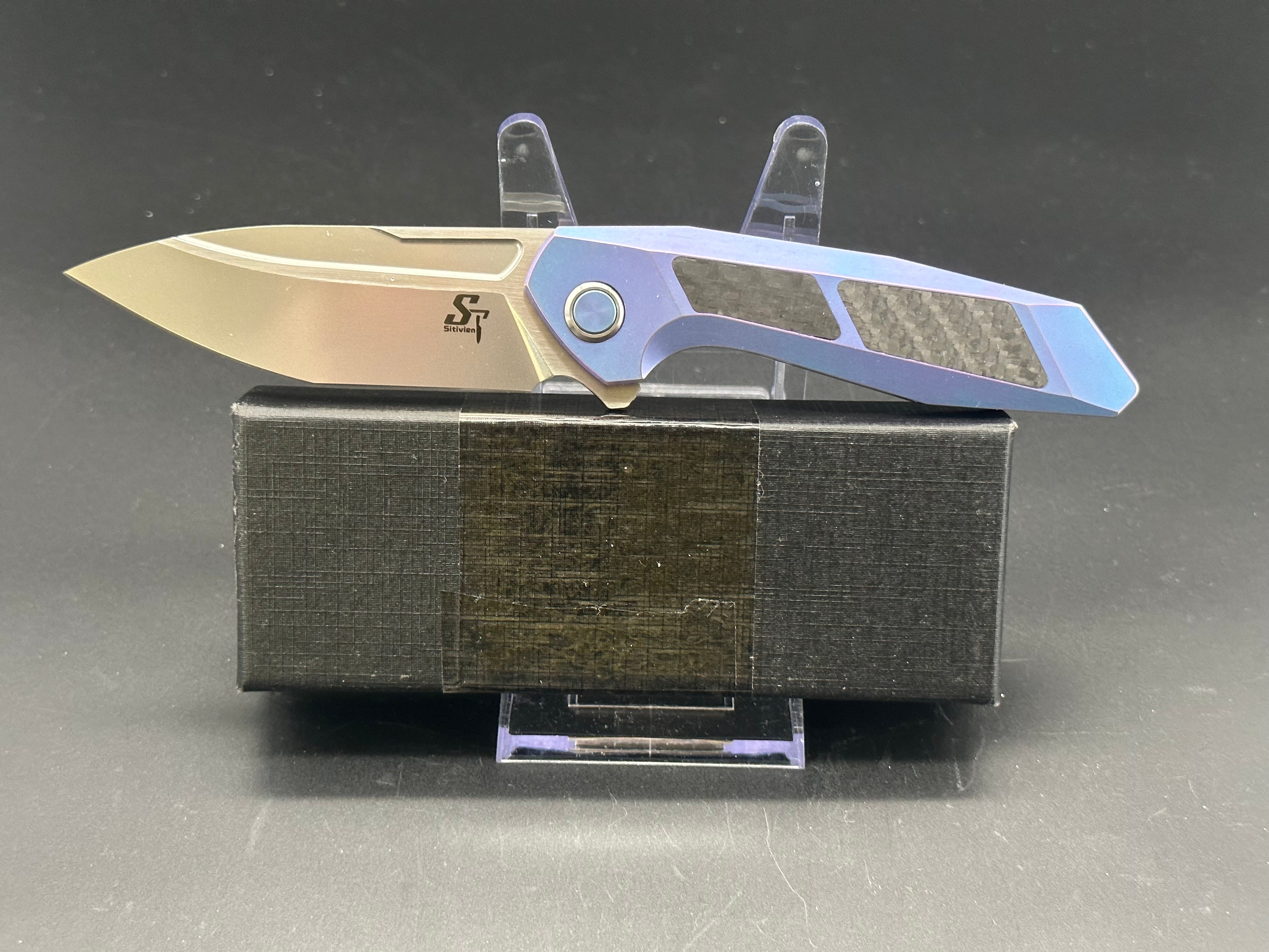 Sitivien ST997 Blue Titanium Knife - Premium EDC Folding Pocket Knife for Outdoor, Camping, Hiking & Everyday Carry