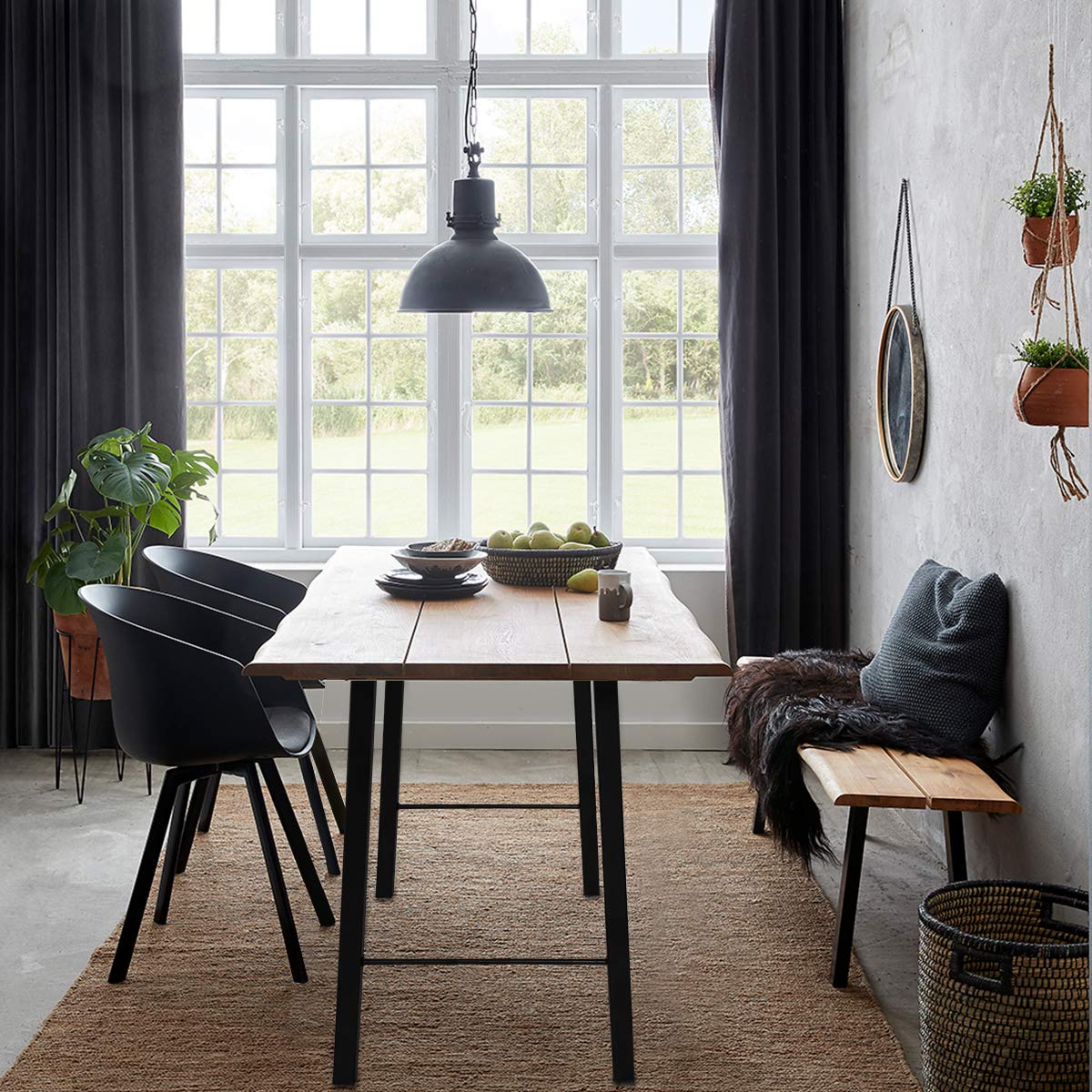 TENGCHANG 30 Inch Heavy Duty Metal Table Legs - Set of 2, Black Industrial Style Dining Table/Desk Supports for Home Office, Restaurant & DIY Furniture Projects