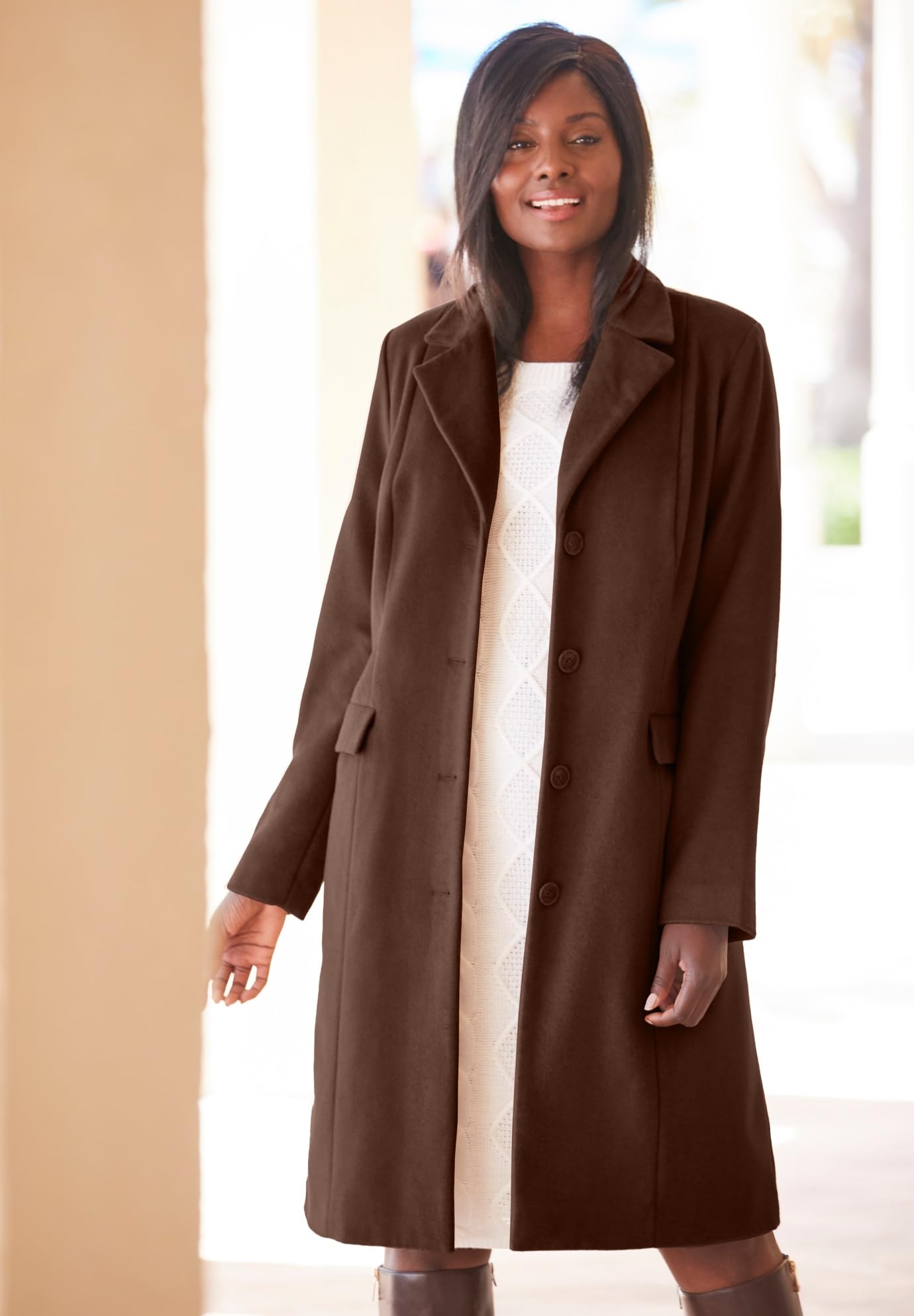 Jessica London Plus Size Wool Coat for Women - Office & Winter Wear