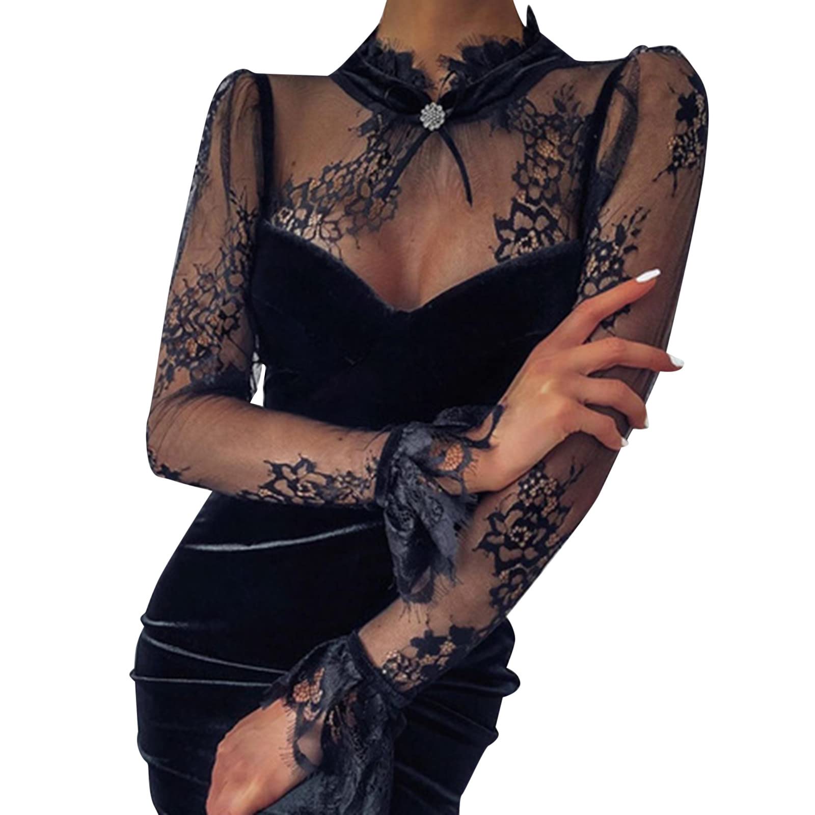 Sexy Velvet Long Sleeve Sun Dress for Women 2024 - Tight Fitting Flowy Summer Casual Dress for Beach, Party & Date Night