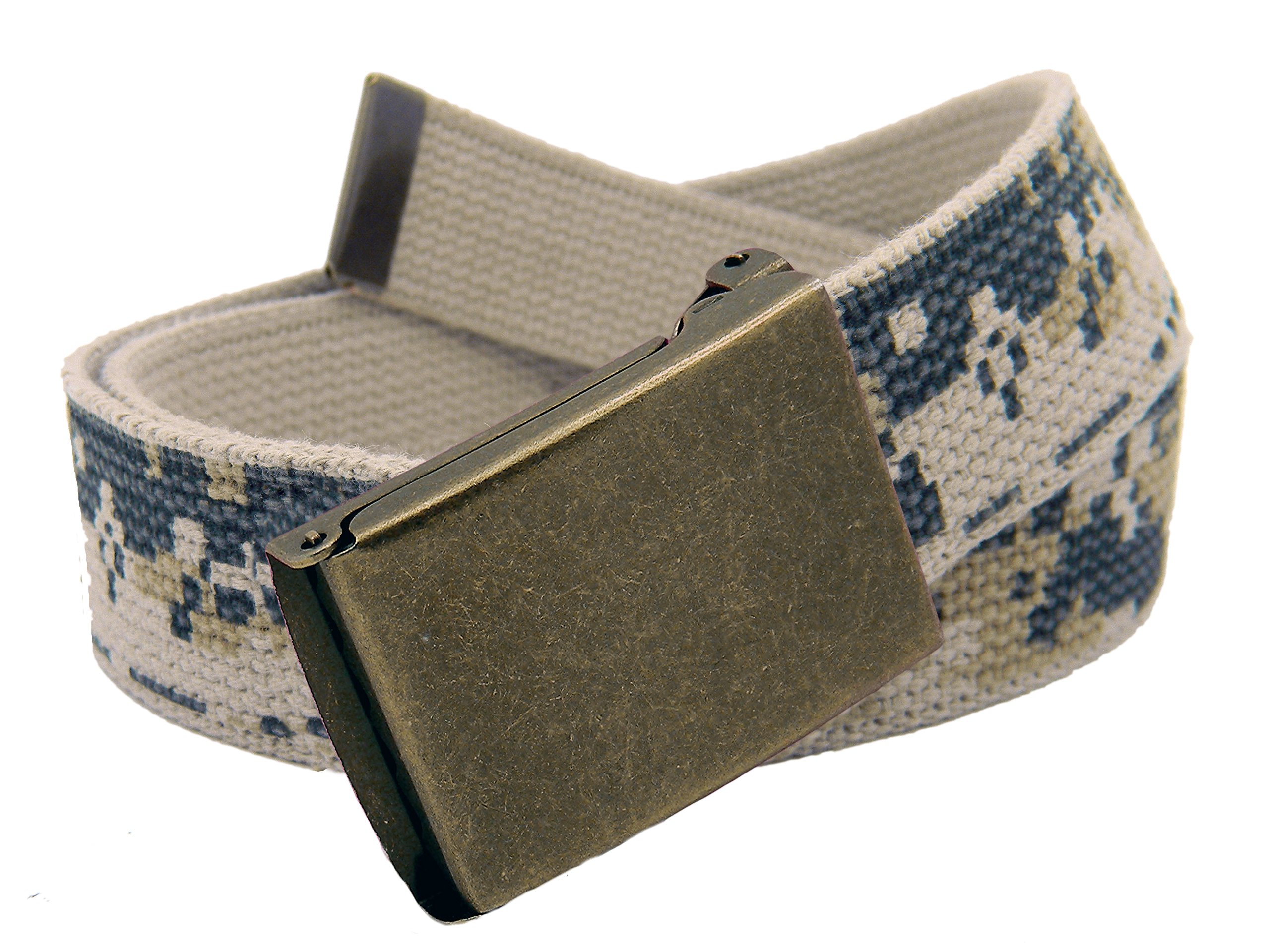 Antique Gold Flip Top Buckle Adjustable Canvas Belt for Boys - Perfect for School Uniforms, Casual Wear & Outdoor Activities