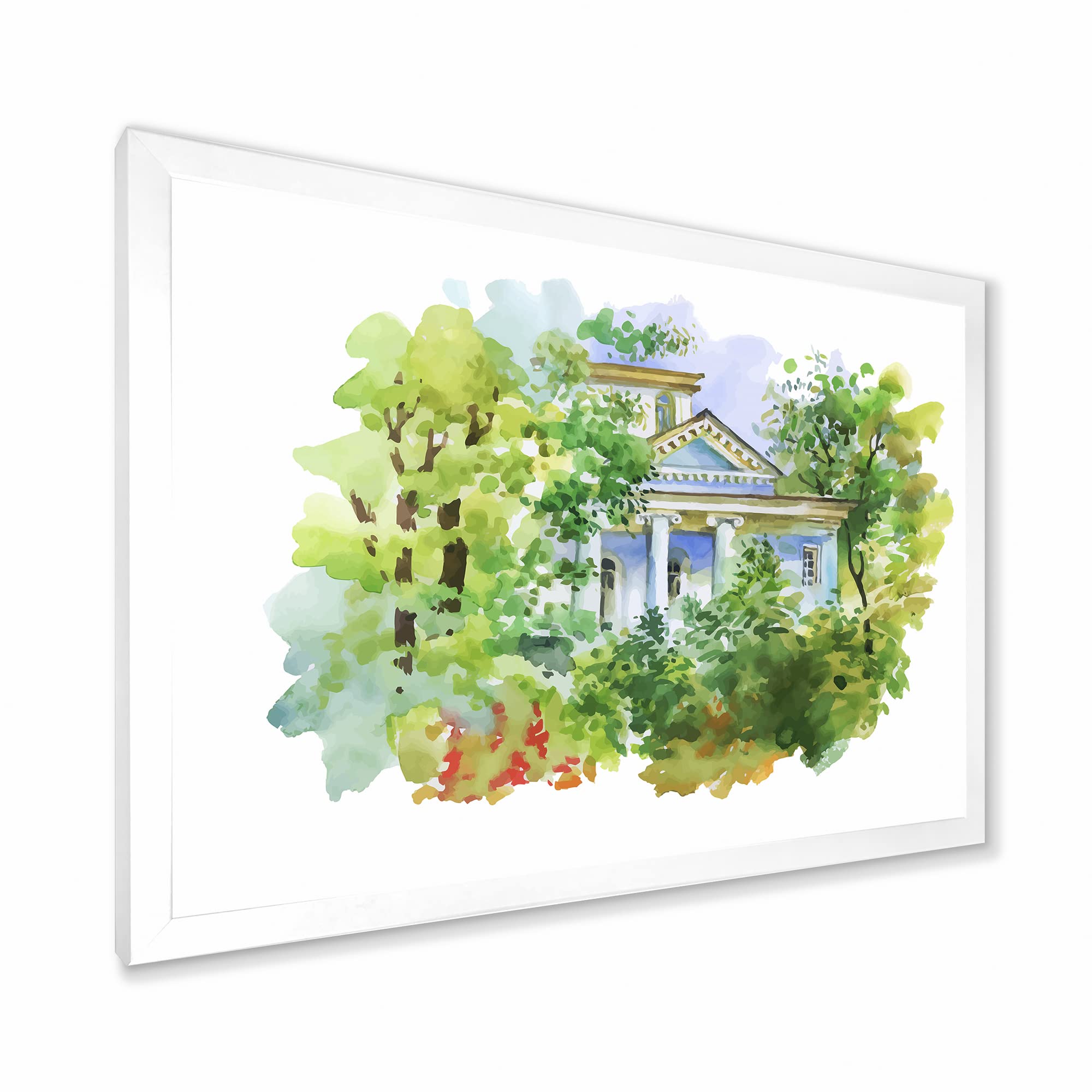 DesignQ White House In The Woods Traditional Framed Wall Art - Rustic Home Decor for Living Room, Bedroom & Office - Perfect Gift for Housewarming & Holidays