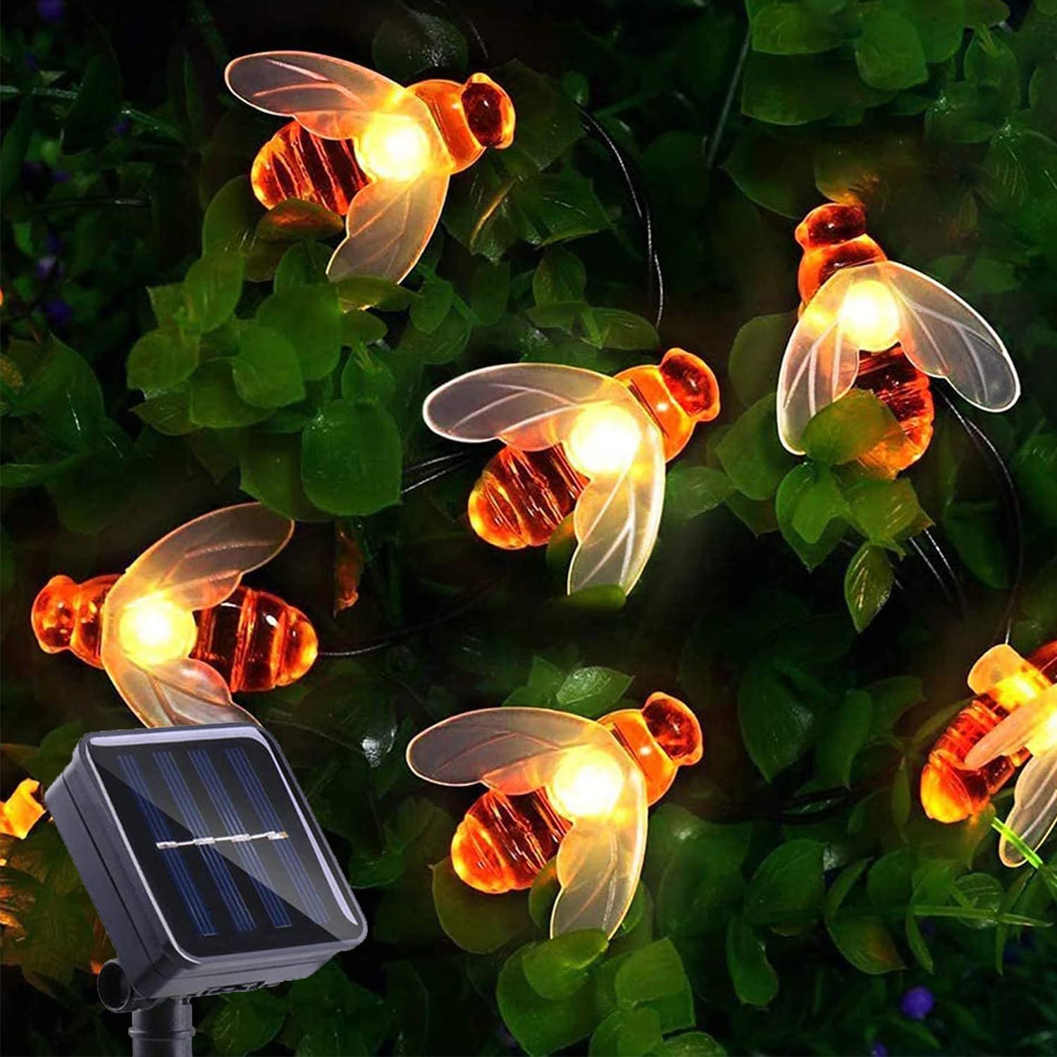 Solar Bee String Lights 30 LED - Waterproof Outdoor Fairy Lights for Garden, Wedding, Party