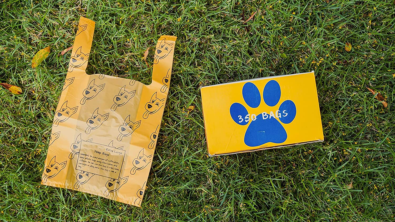 Extra Large & Thick 20-Micron Dog Waste Bags with Handles - 350 Count Box for Large & Multiple Dogs | Durable Poop Bags for Park Walks, Backyard Cleanup & Travel