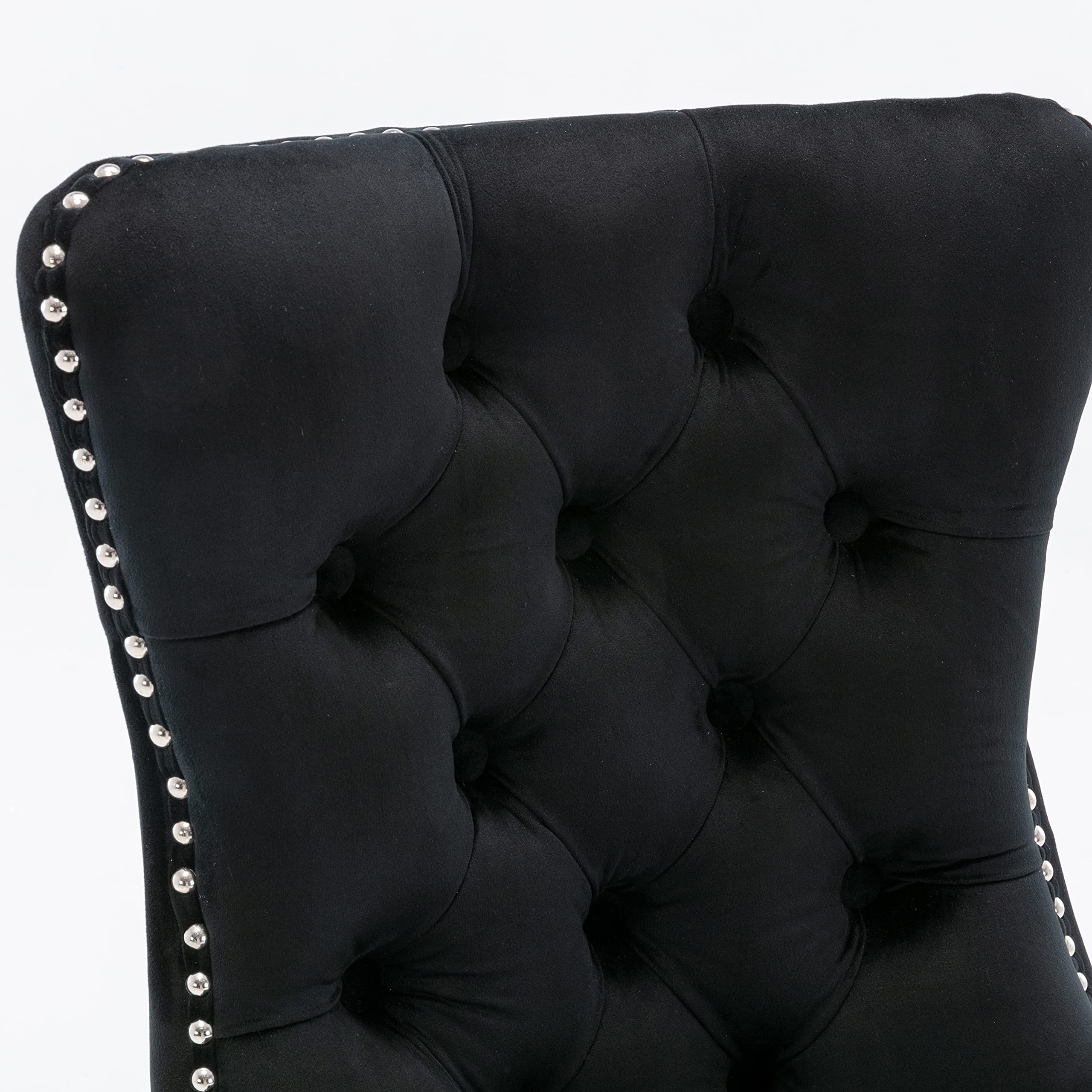 LZ LEISURE ZONE 2-Piece Upholstered Dining Chair Set - Button Tufted Armless Accent Chairs with Back Ring Pull & Nailhead Trim, 20