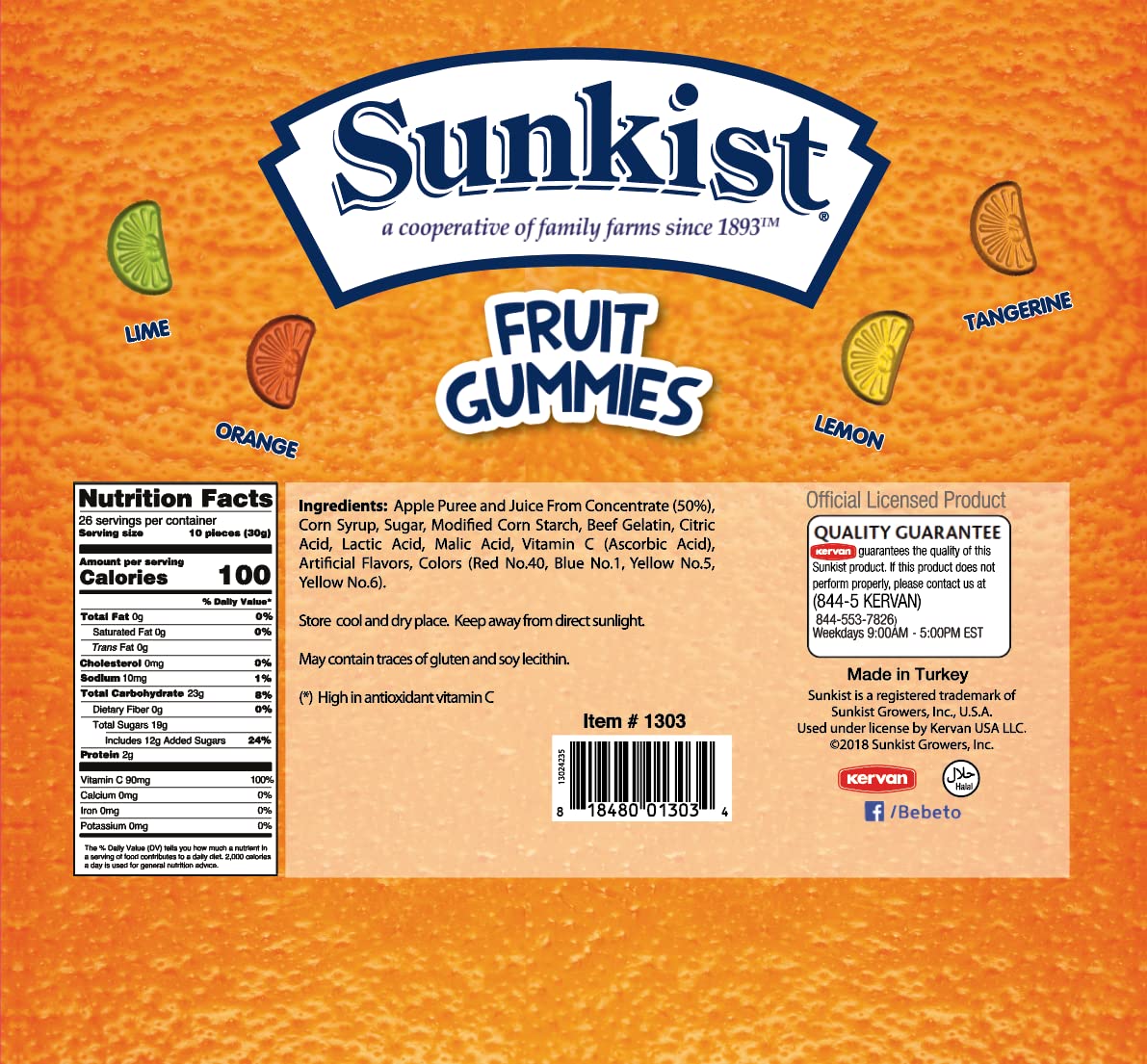 Sunkist Sour Citrus Fruit Gummies Candy - Tangy & Sweet Chewy Treat for Kids & Adults - Perfect for Snacks, Lunchboxes, and Party Favors