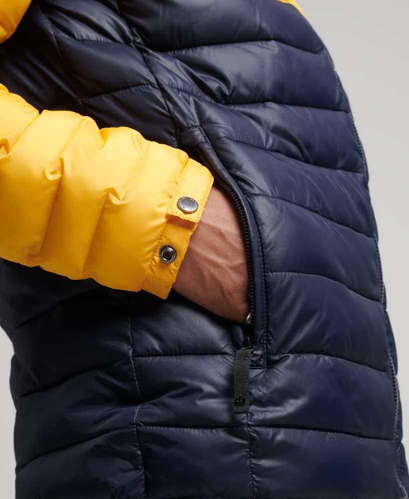 Superdry Men's Radar Quilt Mix Padded Jacket - Slim Fit Winter Coat with Bungee Cord Hood | Water-Resistant Lightweight Jacket for Outdoor Activities, Hiking & Urban Fashion