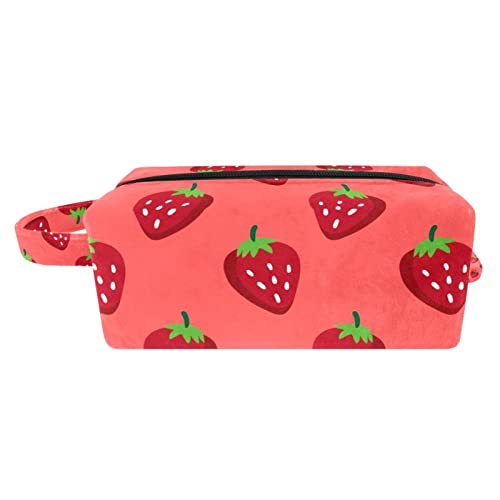 Strawberry Design Makeup Bag Travel Cosmetic Organizer with Zipper & Handle - Perfect for Travel, Gym, and Daily Essentials Storage