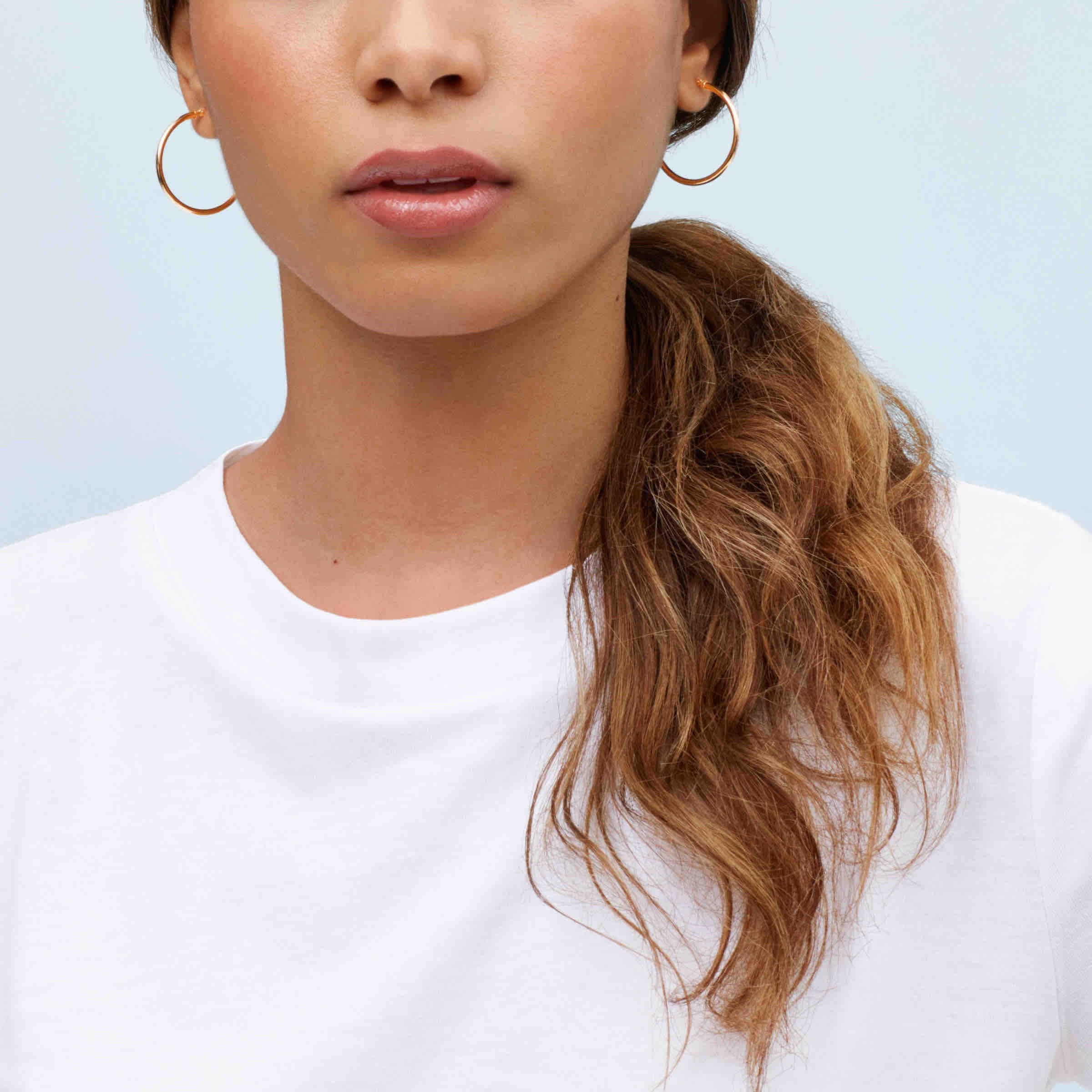 14K Yellow Gold 30mm Polished Tube Hoop Earrings | Welry Simply Gold™ Collection | Elegant Everyday Wear & Special Occasion Jewelry
