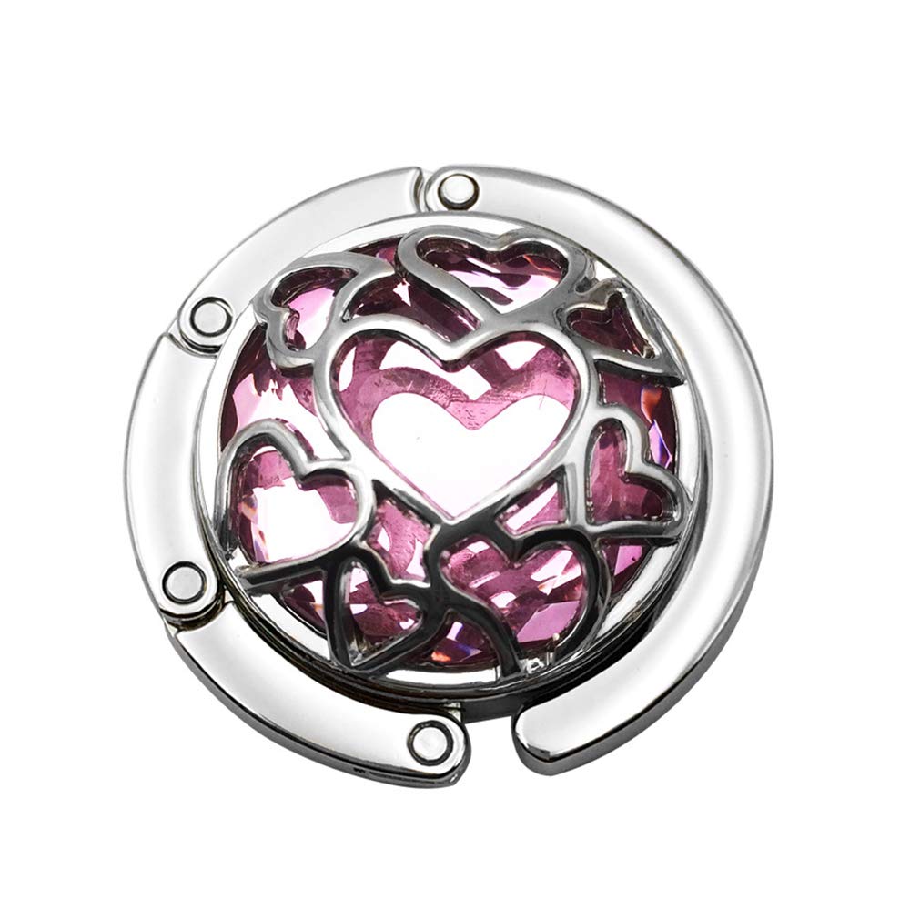Foldable Purse Hook Hanger - Hollow Heart Design, Handbag & Table Hanger Holder for Bag Storage | Perfect for Restaurants, Travel, and Home Organization