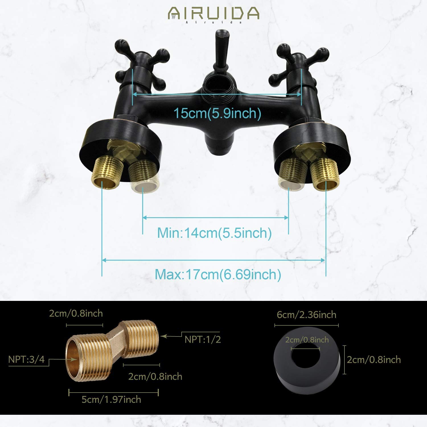 Oil Rubbed Bronze Wall Mount Bathtub Faucet with Handheld Shower Sprayer - Exposed Pipe Shower System - Vintage Bathroom Fixture for Spa-Like Relaxation