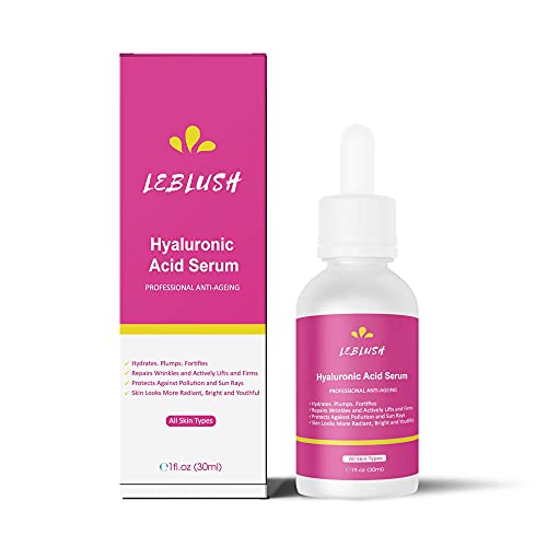 **Leblush Anti-Aging Hyaluronic Acid Serum for Face – Oil-Free, Paraben-Free Formula to Moisturize, Plump & Reduce Wrinkles – Ultra Hydrating Skin Care Moisturizer (1 Oz) – Perfect for Daily Skincare & Nighttime Routine**