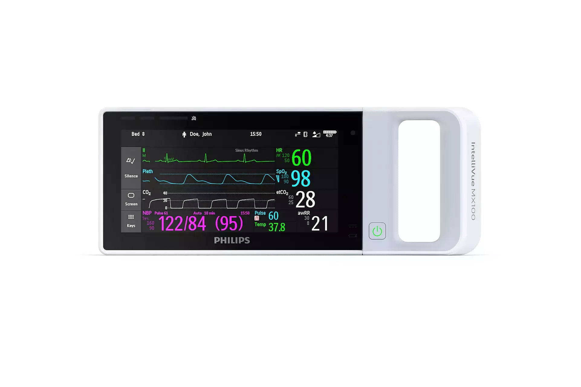 Philips MX100 Vital Signs Monitor - Accurate Blood Pressure, Oxygen & Heart Rate Tracking for Home & Clinic Use - Perfect for Seniors & Patients with Chronic Conditions