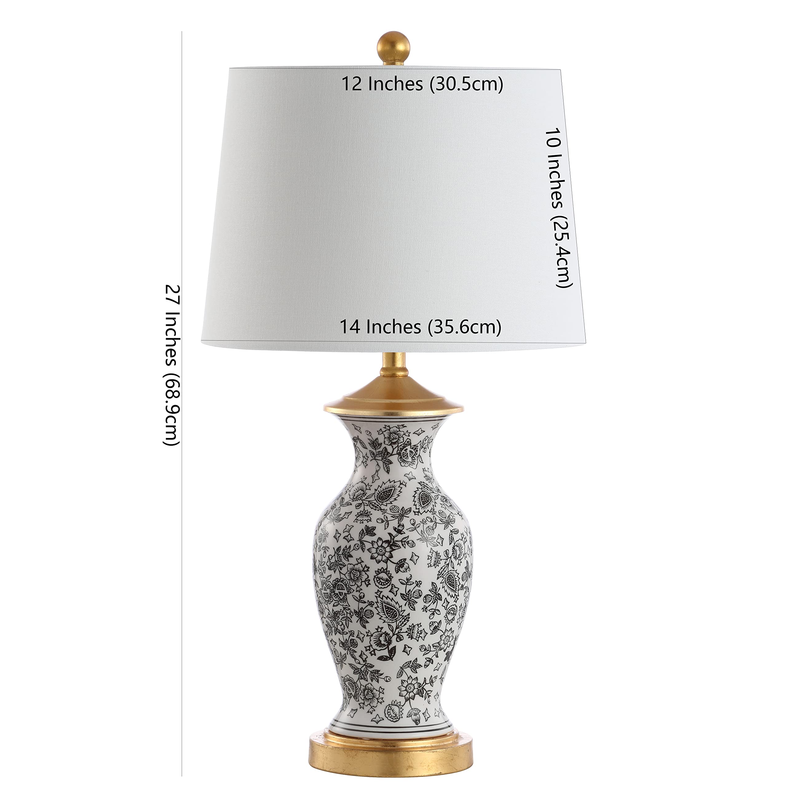 SAFAVIEH Kaeden Floral Black and White 27-Inch Table Lamp Set of 2 with LED Bulbs - Modern Lighting for Bedroom, Living Room, Home Office & Nightstand - Perfect for Reading, Working & Ambient Lighting