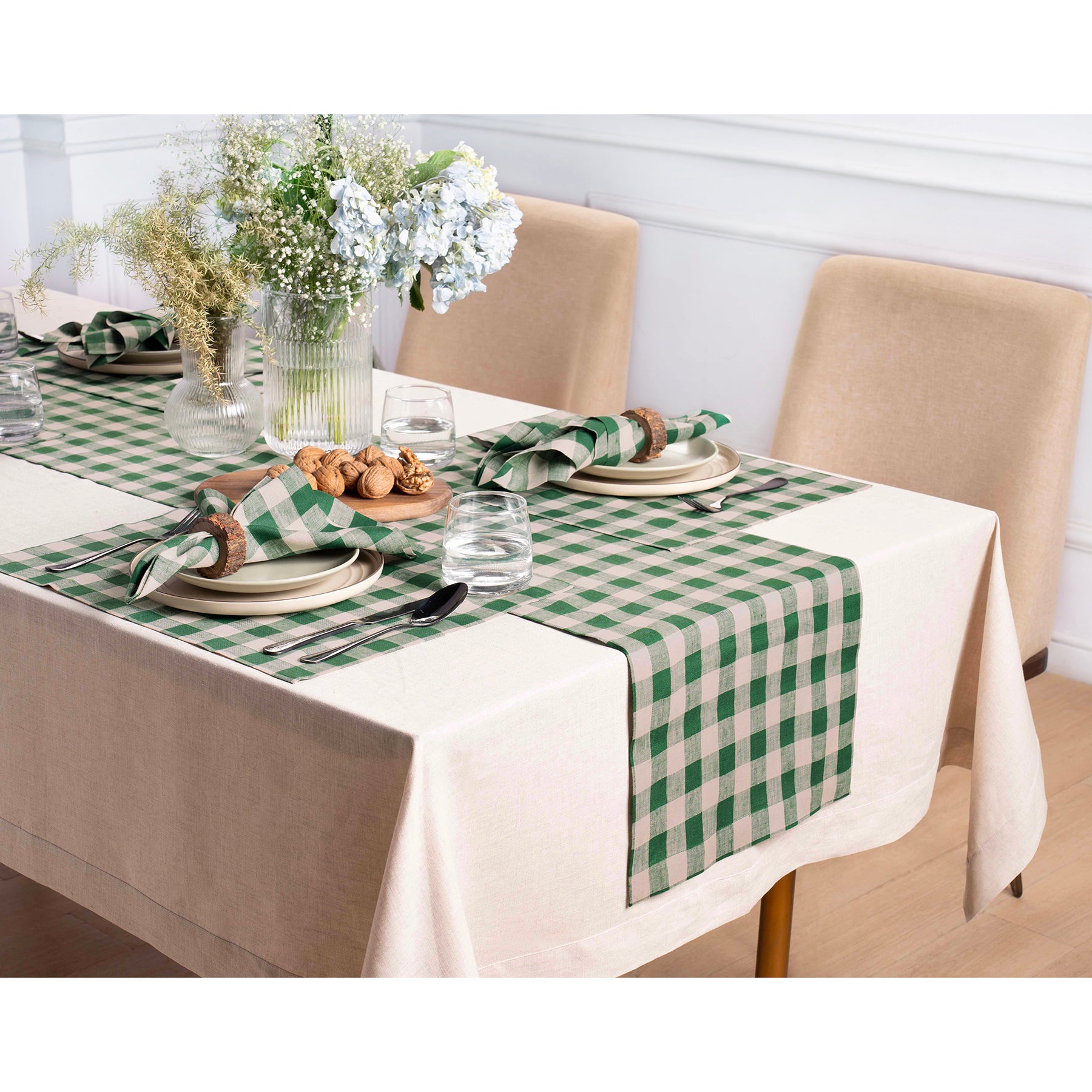 Morgan Check Napkins, Set of 4 - Premium Cotton Table Napkins for Dinner Parties, Weddings & Everyday Use