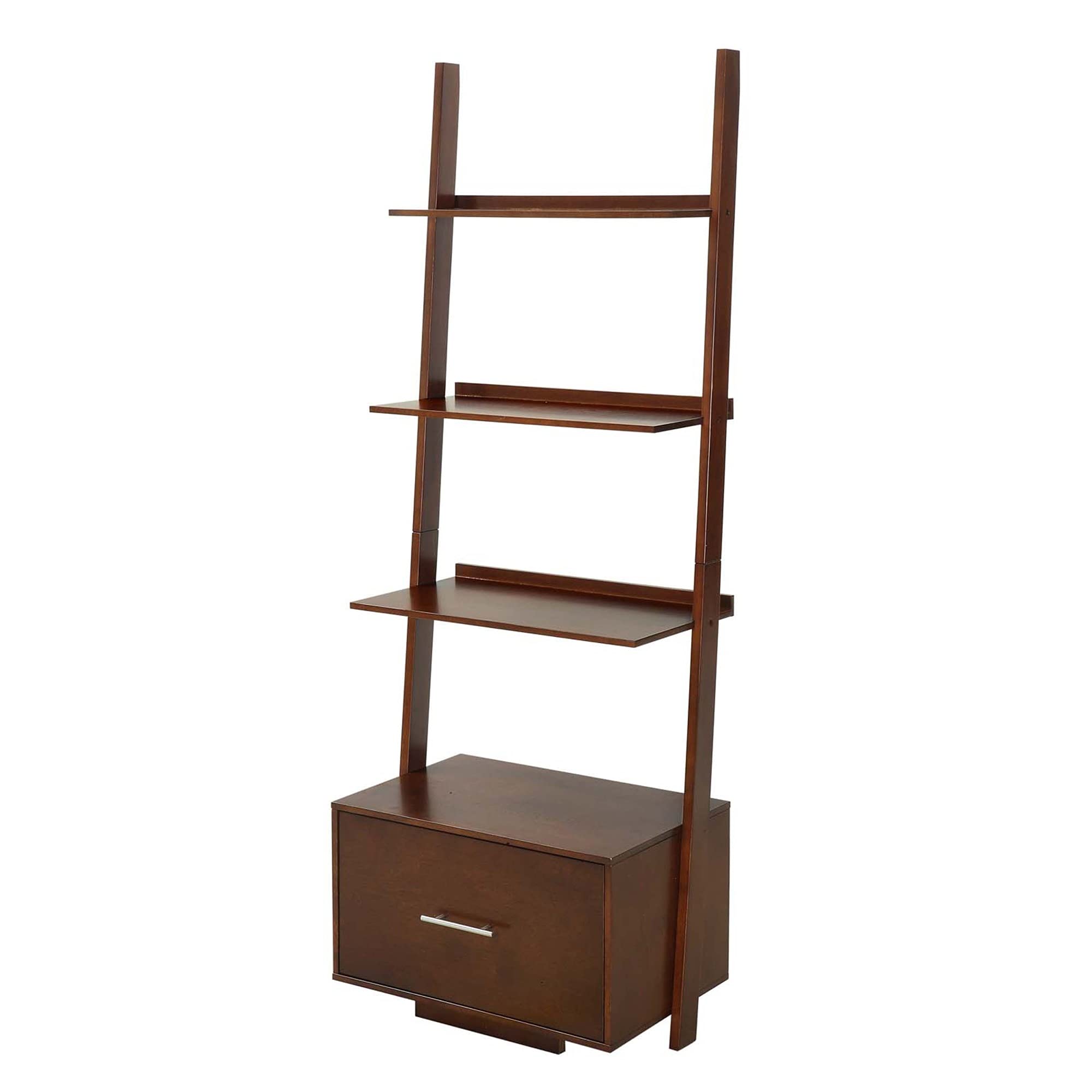 Ergode American Heritage Ladder Bookshelf with File Drawer - Rustic Wooden Bookcase for Home Office, Living Room & Library Organization