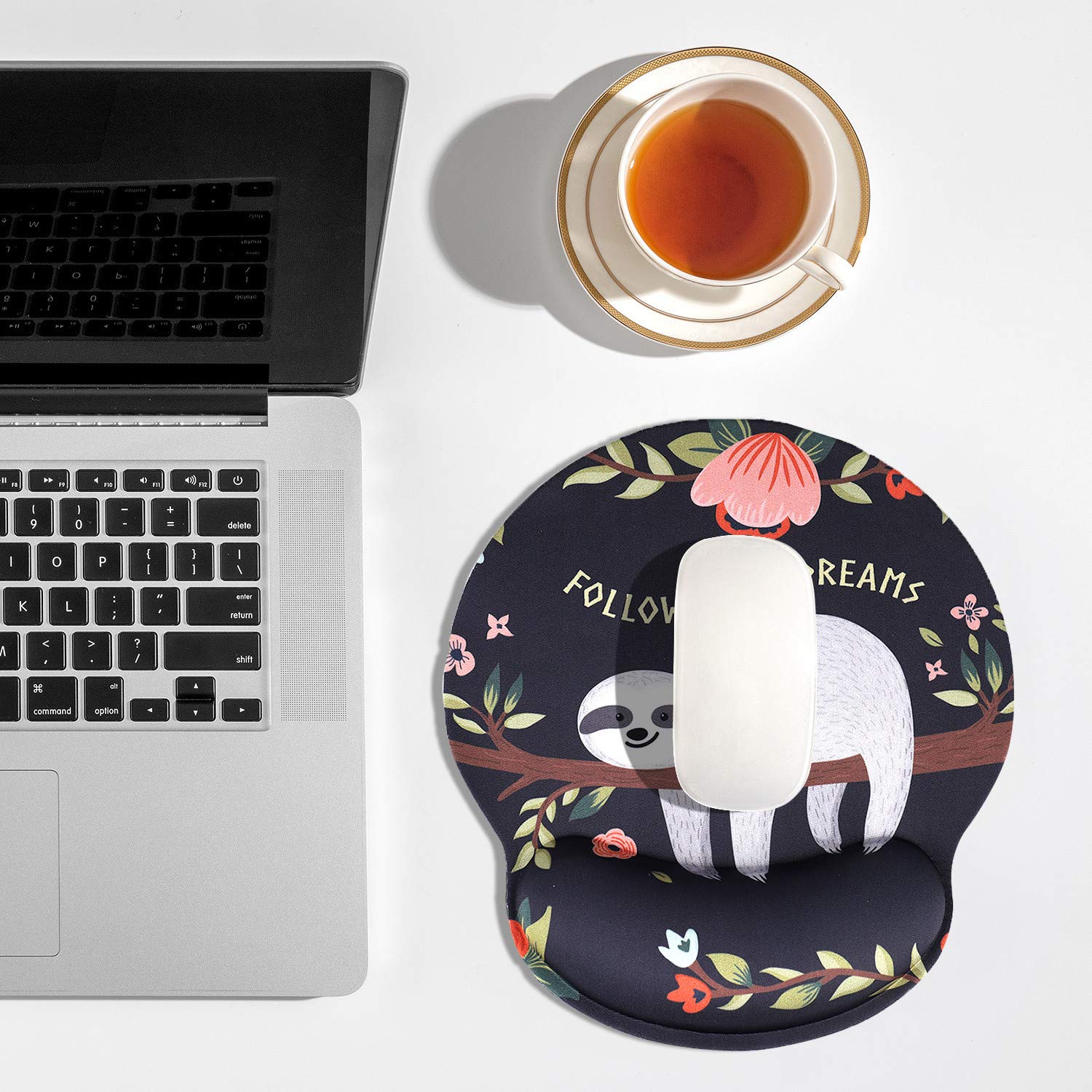 AOKSUNOVA Ergonomic Comfort Mouse Pad with Memory Foam Wrist Rest - Support for Carpal Tunnel & Pain Relief - Perfect for Office, Gaming & Computer Workstations