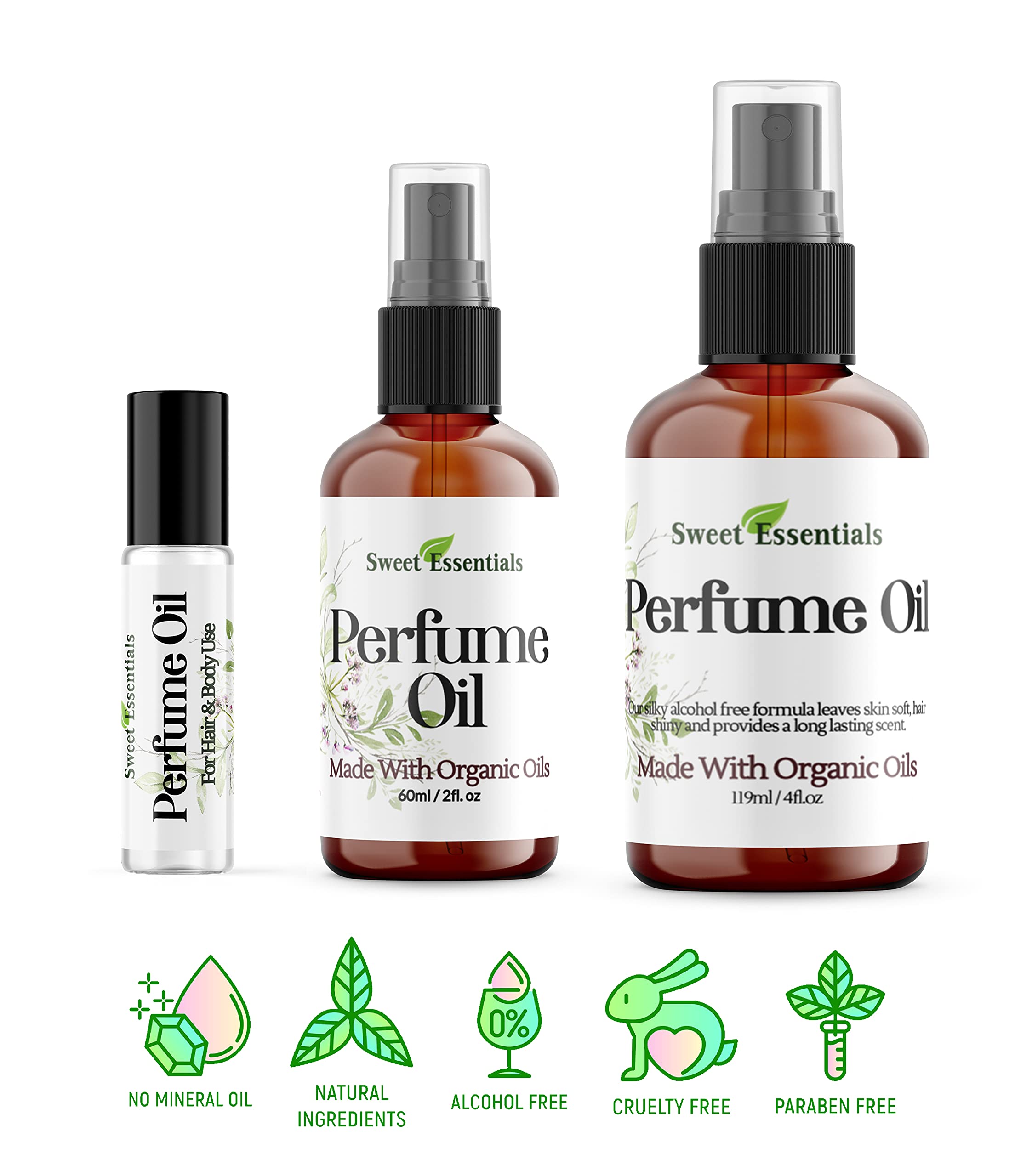 Organic Vanilla & Spun Sugar Fragrance Oil Roll-On - Alcohol, Silicone & Preservative Free Perfume for Hair & Body (0.33 fl oz) | Perfect for Daily Wear, Gifts & Aromatherapy