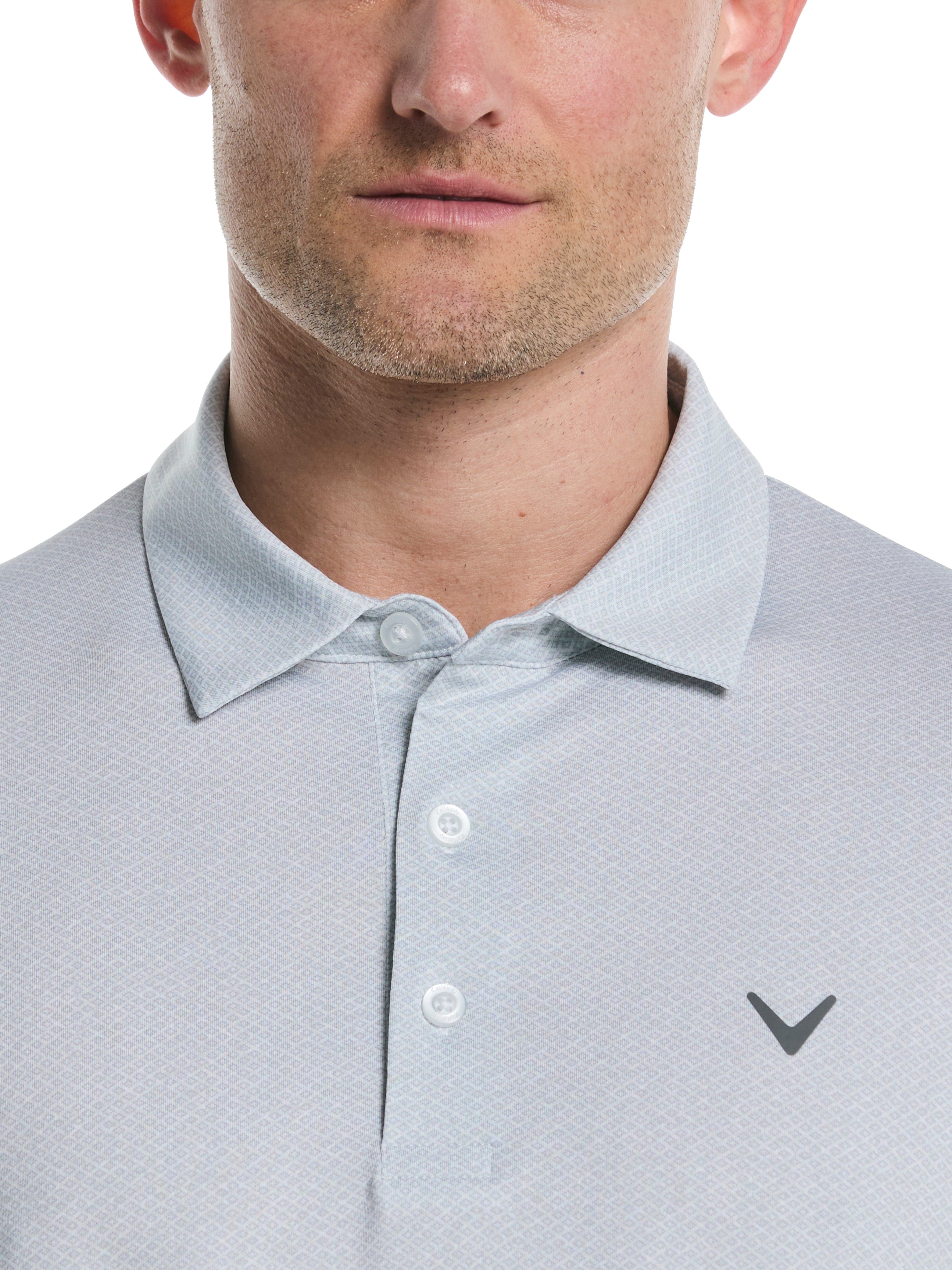 Men's Heather Geo Print Golf Polo Shirt - Breathable Quick-Dry Performance Tee for Golf, Casual Wear & Outdoor Activities