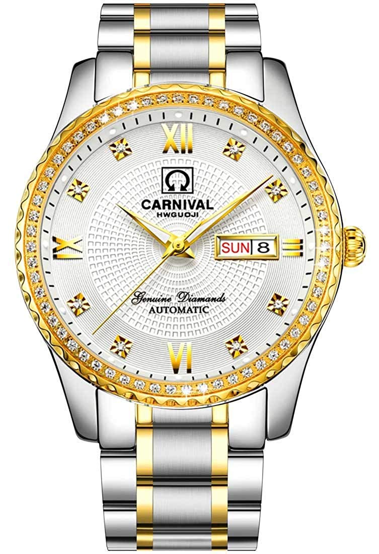 MASTOP Swiss Luxury Luminous Waterproof Men's Automatic Mechanical Watch - Silver Stainless Steel Two-Tone (CA-8629) | Perfect for Business, Formal Events & Outdoor Activities