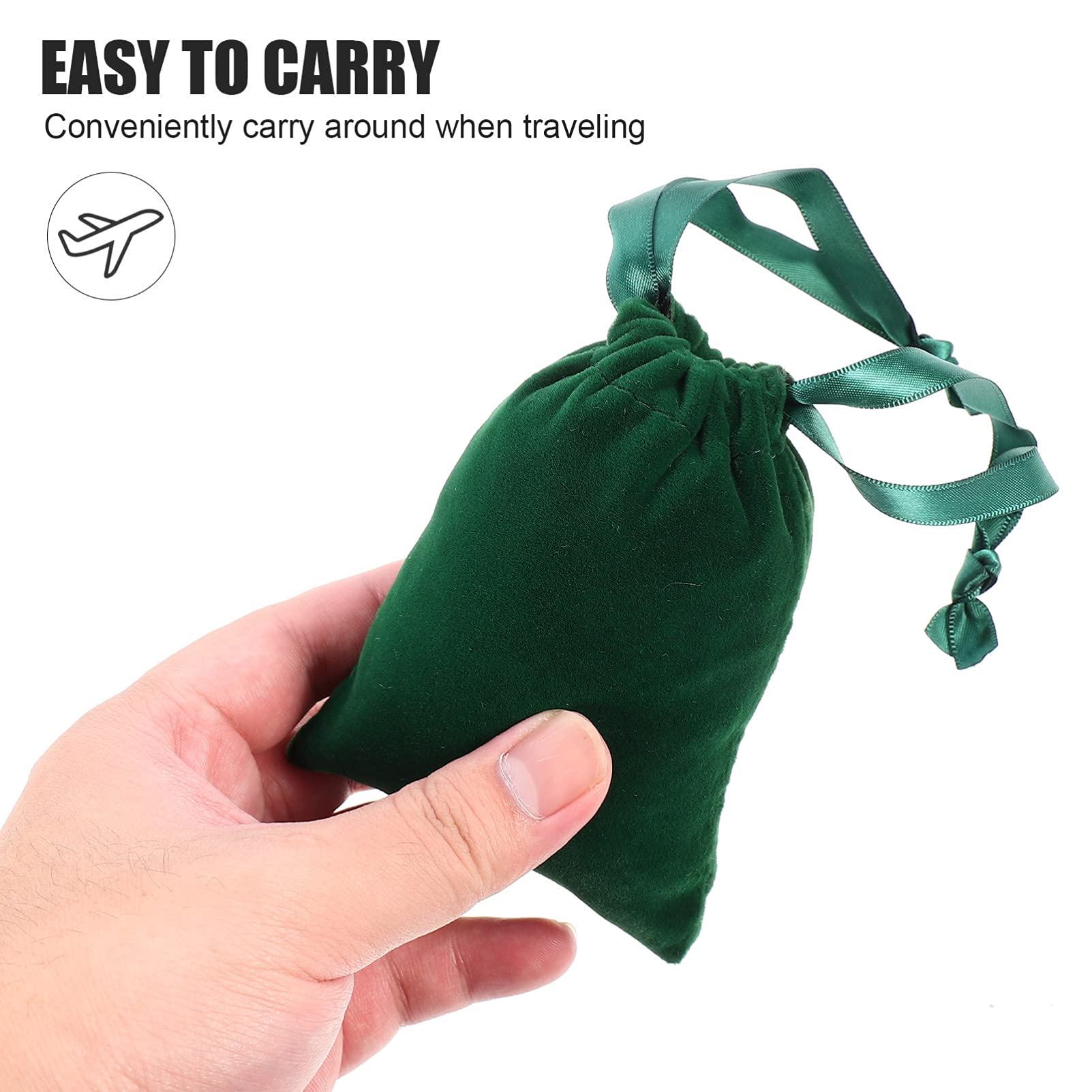 BESTOYARD 6-Piece Velvet Jewelry Pouches - Premium Velour Storage Bags for Jewelry, Dice & Small Accessories - Wedding Favor Bags & Gift Packaging (Dark Green) - Perfect for Bridal Parties, Jewelry Organizers & Travel Storage