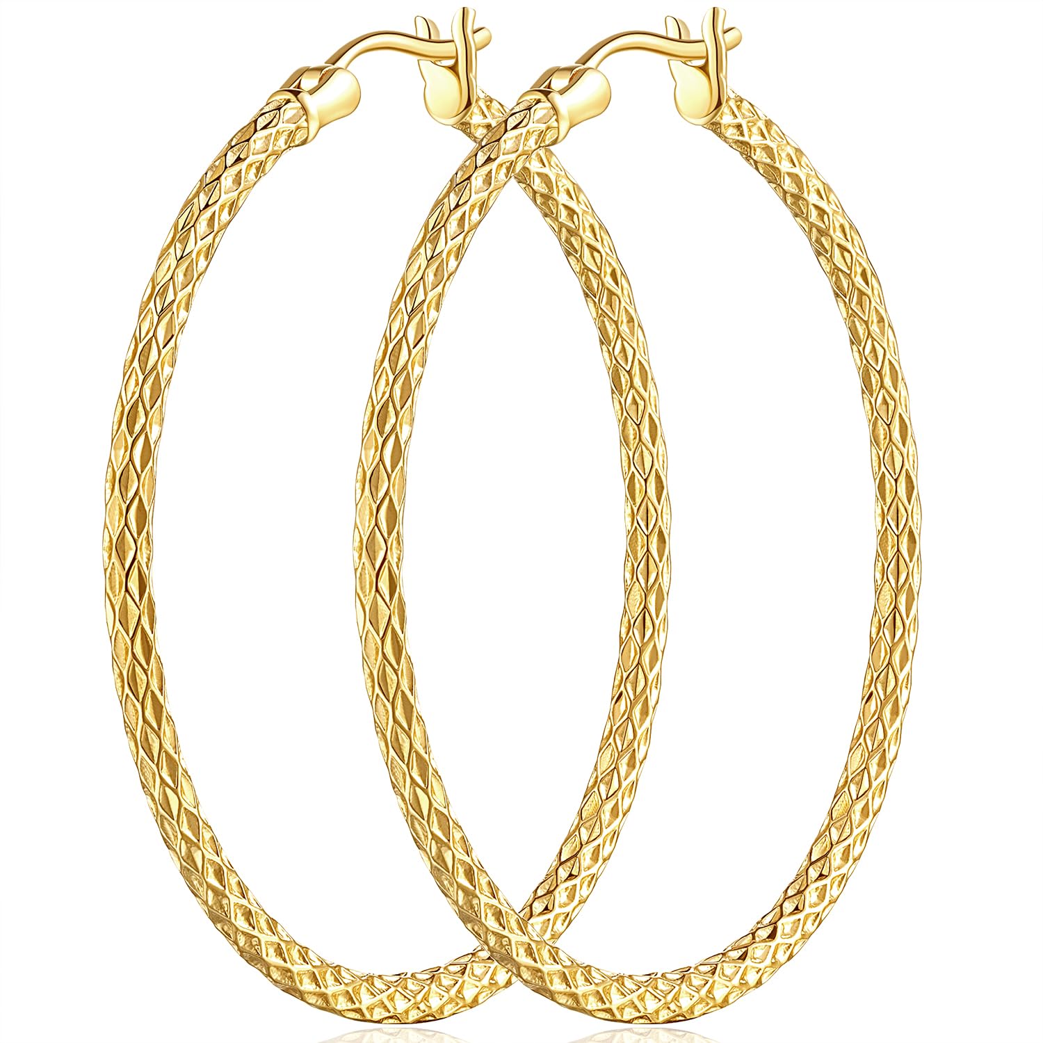 14K Gold Hoop Earrings for Women - Trendy 40mm Huggie Hoops, Dazzling 2mm Thickness, Perfect for Everyday Wear & Special Occasions