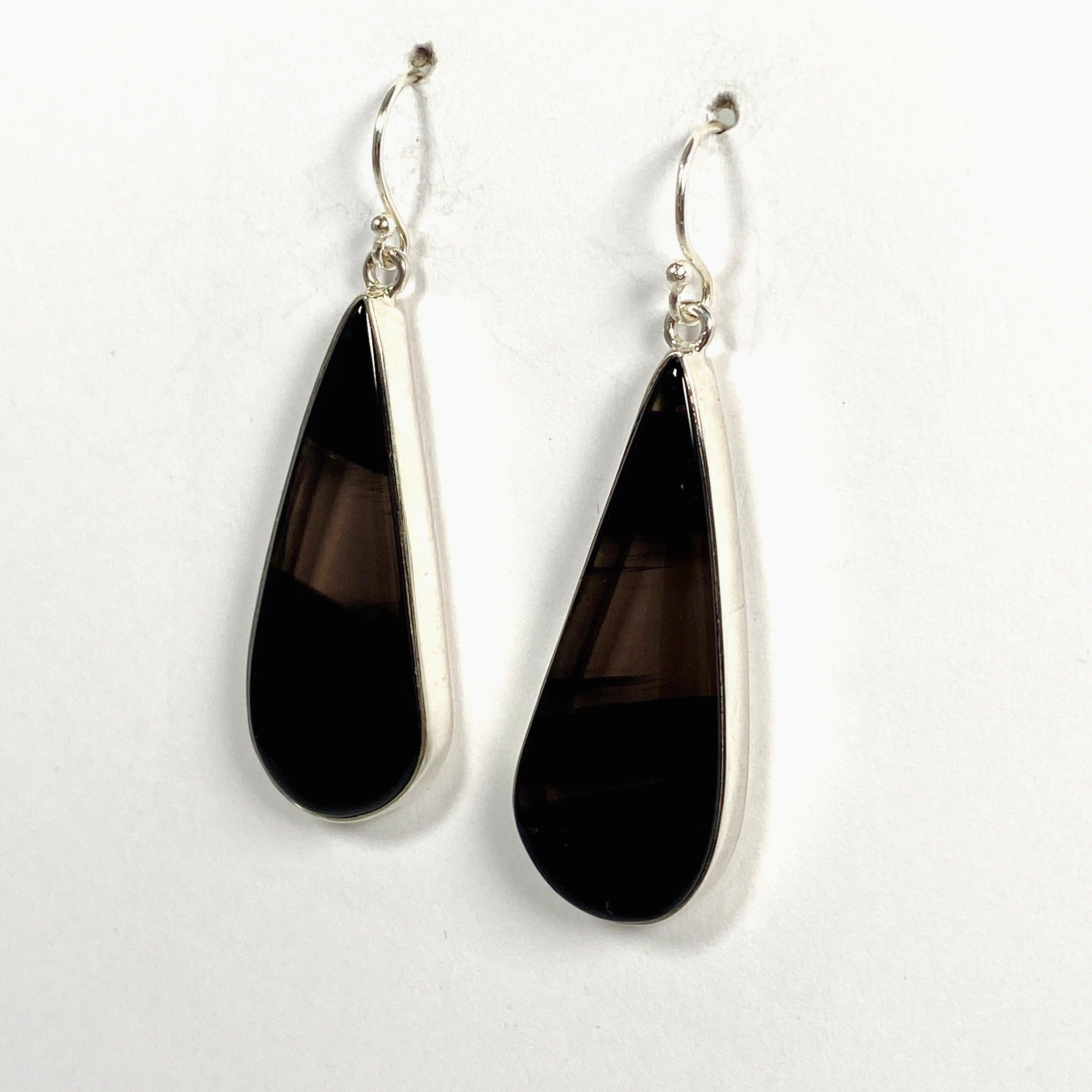 Midnight Obsidian Teardrop Earrings for Women - Elegant Black Gemstone Dangle Earrings KEGJ1355 - Perfect for Evening Parties, Weddings & Special Occasions