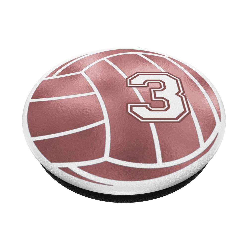 Rose Pink Volleyball Phone Grip - Volleyball Jersey #3 Design - Perfect Gift for Volleyball Players & Fans - Great for Games, Practice, and Team Spirit