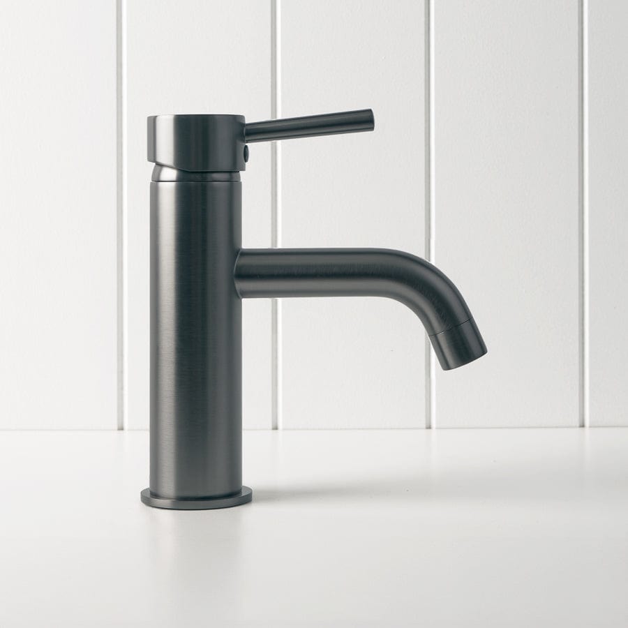 Sydney Short Basin Mixer Tap in Gunmetal Finish - Modern Bathroom Faucet for Sink Vanity, Powder Room & Guest Bathroom