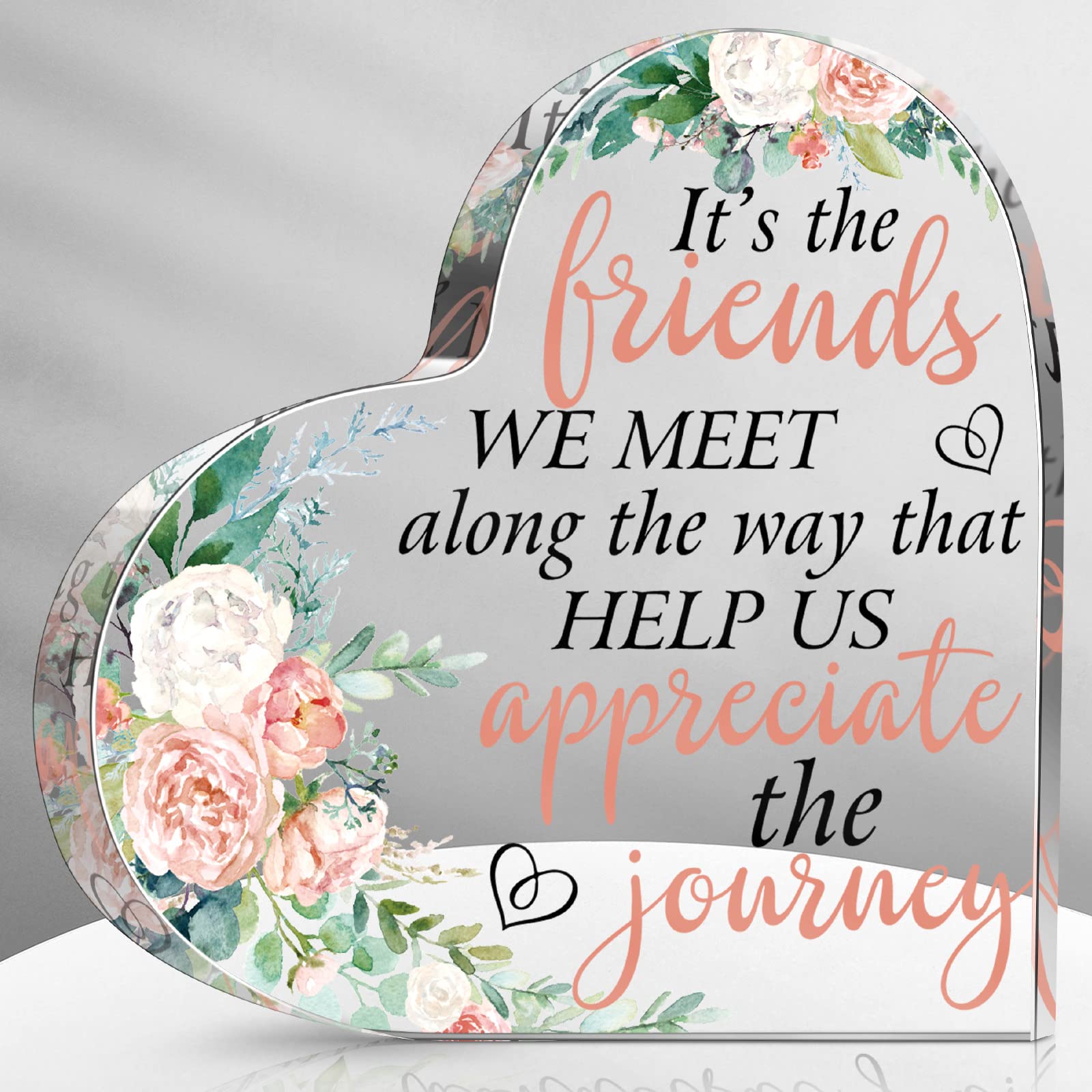 Spiareal Acrylic Heart Keepsake - Inspirational Journey Quote Sign, Unique Friendship & Birthday Gifts for Women, Elegant Home Office Decor, Paperweight & Shelf Display (10x10x1.4cm) - Perfect for Desks, Bookshelves & Gift-Giving Occasions