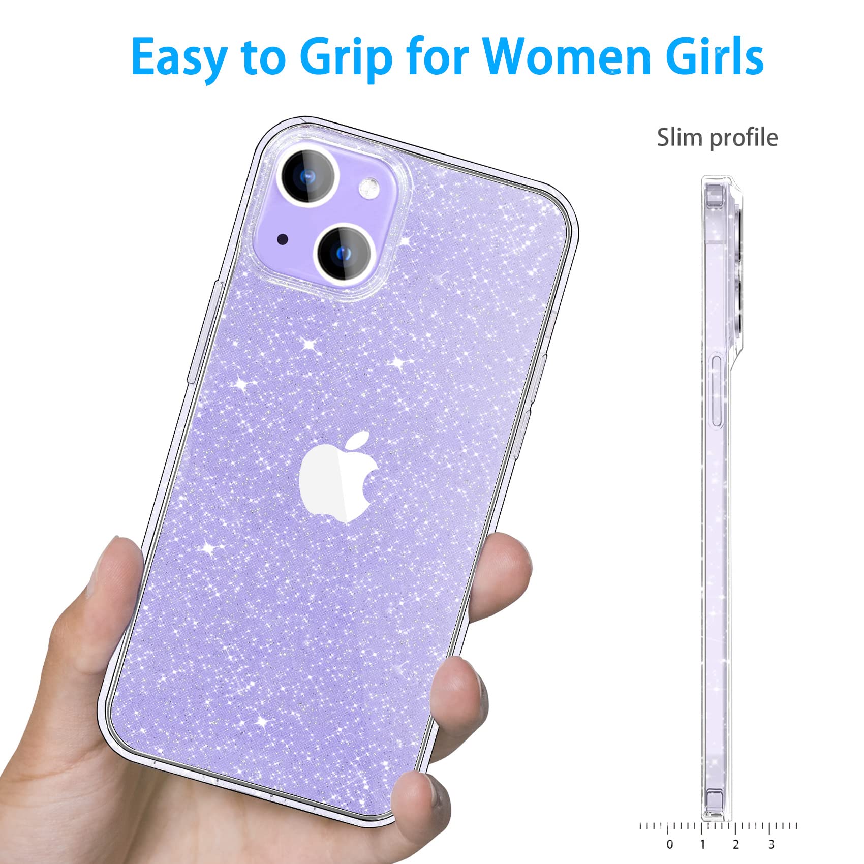 Sparkly Glitter Clear iPhone 14 Case - Shockproof Slim TPU Protective Cover with Anti-Scratch Design for Women & Girls | Perfect for Daily Use, Parties & Gifting