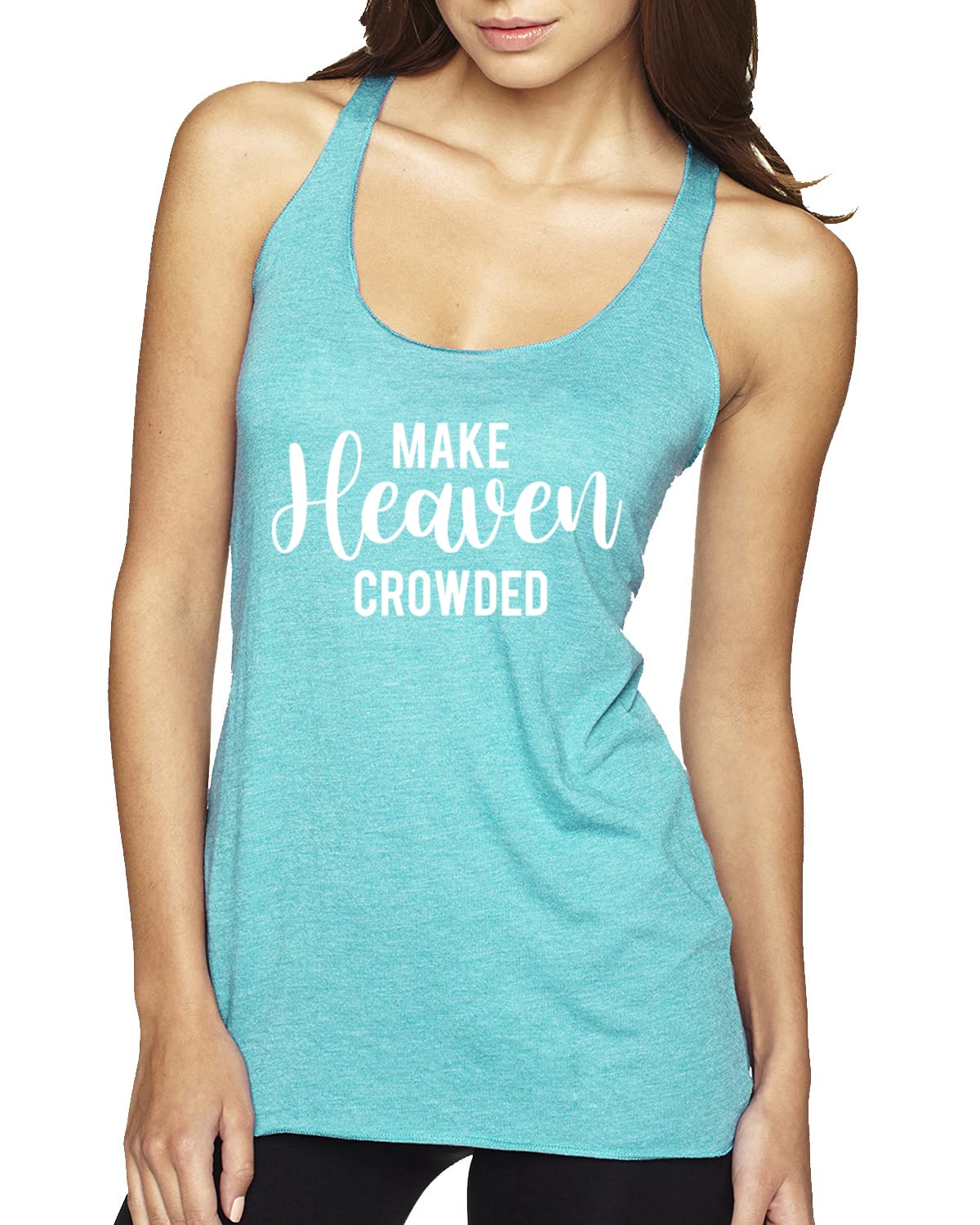 Inspirational Christian Tri-Blend Racerback Tank Top - 'Make Heaven Crowded' Design - Soft & Comfortable for Church, Bible Study & Everyday Wear