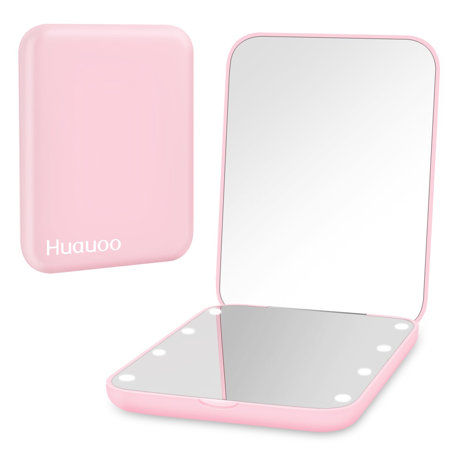 Huauoo LED Travel Makeup Mirror with Light - 1X & 3X Magnification, Compact Pocket Mirror for On-the-Go Beauty Touch Ups, Perfect for Travel, Home, and Office Use