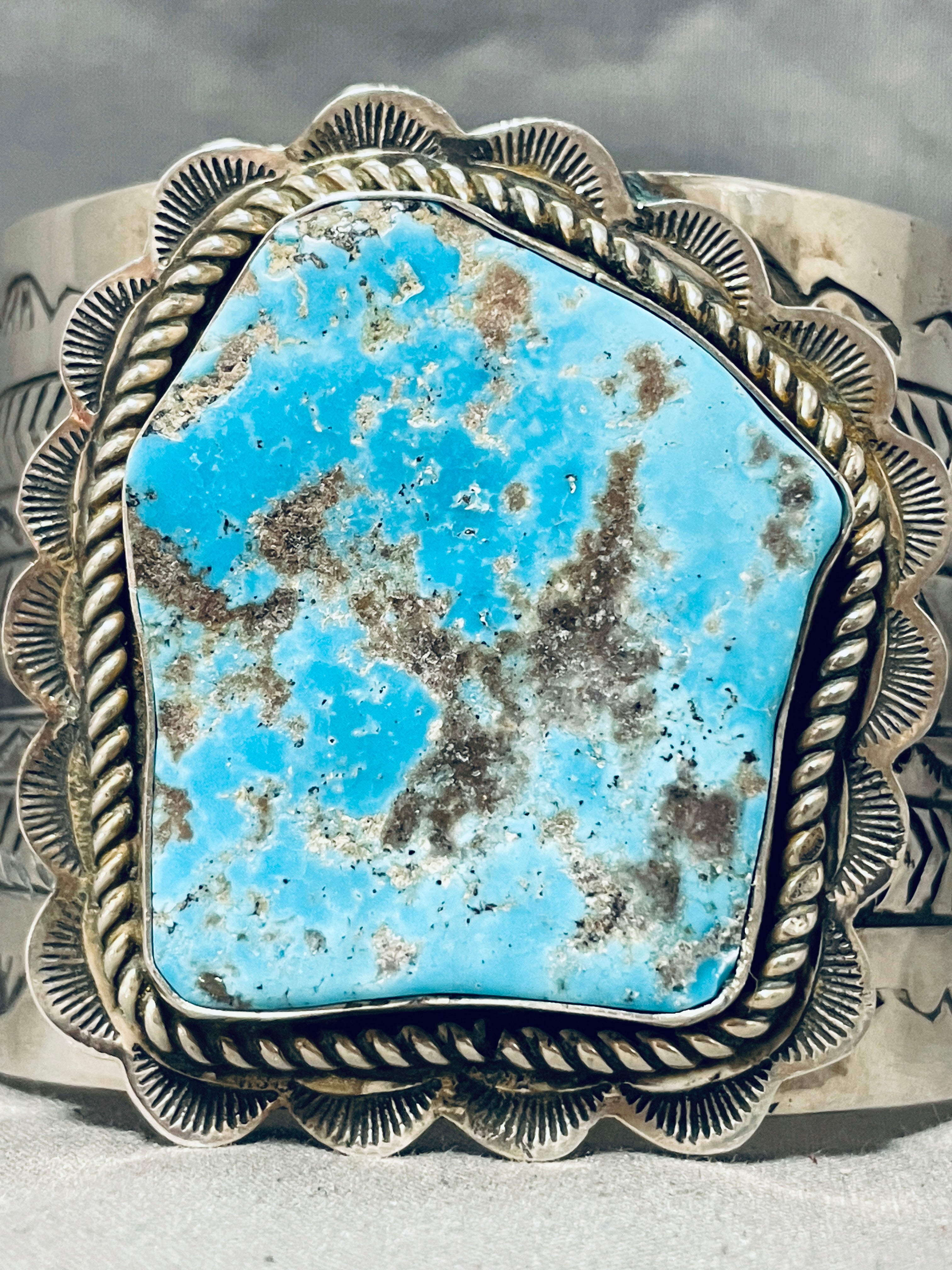 180 Grams Navajo Turquoise Sterling Silver Cuff Bracelet - Handmade Native American Jewelry for Women, Boho Fashion & Gift Ideas