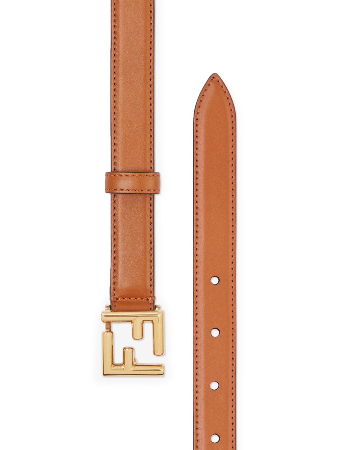 Fendi FF Leather Belt for Men & Women - Genuine Brown Leather Belt with FF Logo Buckle - Stylish & Durable Fashion Accessory for Casual, Office & Formal Outfits