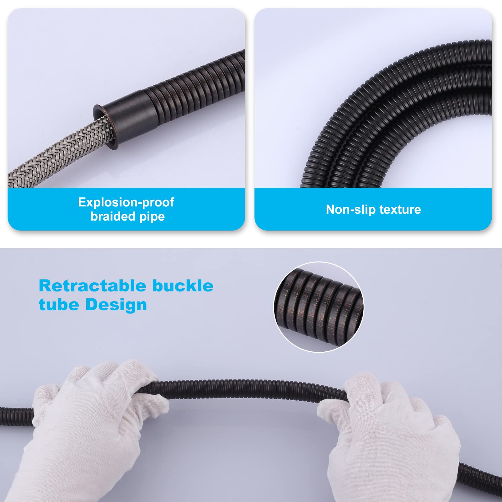 79 Inch Oil-Rubbed Bronze Shower Hose - ALEASHA SUS 304 Stainless Steel Extra Long Replacement Hose for Handheld Shower Heads | Perfect for Pet Bathing, Bathroom Cleaning & Spa Relaxation