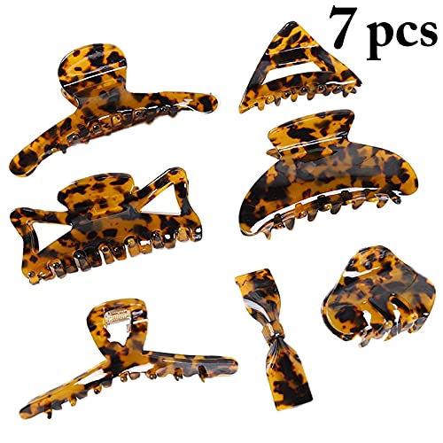 Stylish COSYOO 7-Piece Large Hair Claw Clips Set - Acetate Material with Interlocking Teeth for Strong Hold & No Slip - Perfect for Ponytails, Updos & Everyday Hairstyles (Elegant Hair Barrettes & Jaw Clips)