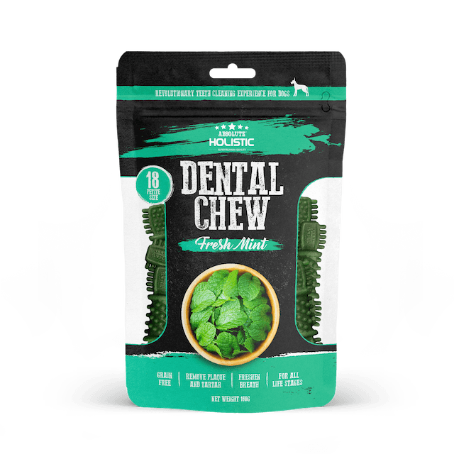 Absolute Holistic Petite Dental Dog Chews for Small Dogs - Mint Flavor | Natural Teeth Cleaning Treats for Puppies & Small Breeds | Freshens Breath & Reduces Plaque | Perfect for Daily Oral Care at Home or Travel