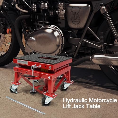 GARVEE 300 LBS Hydraulic Motorcycle Lift Jack - Heavy Duty ATV Scissor Lift for Motorcycles with Wheels | Perfect for Garage, Workshop & DIY Bike Maintenance