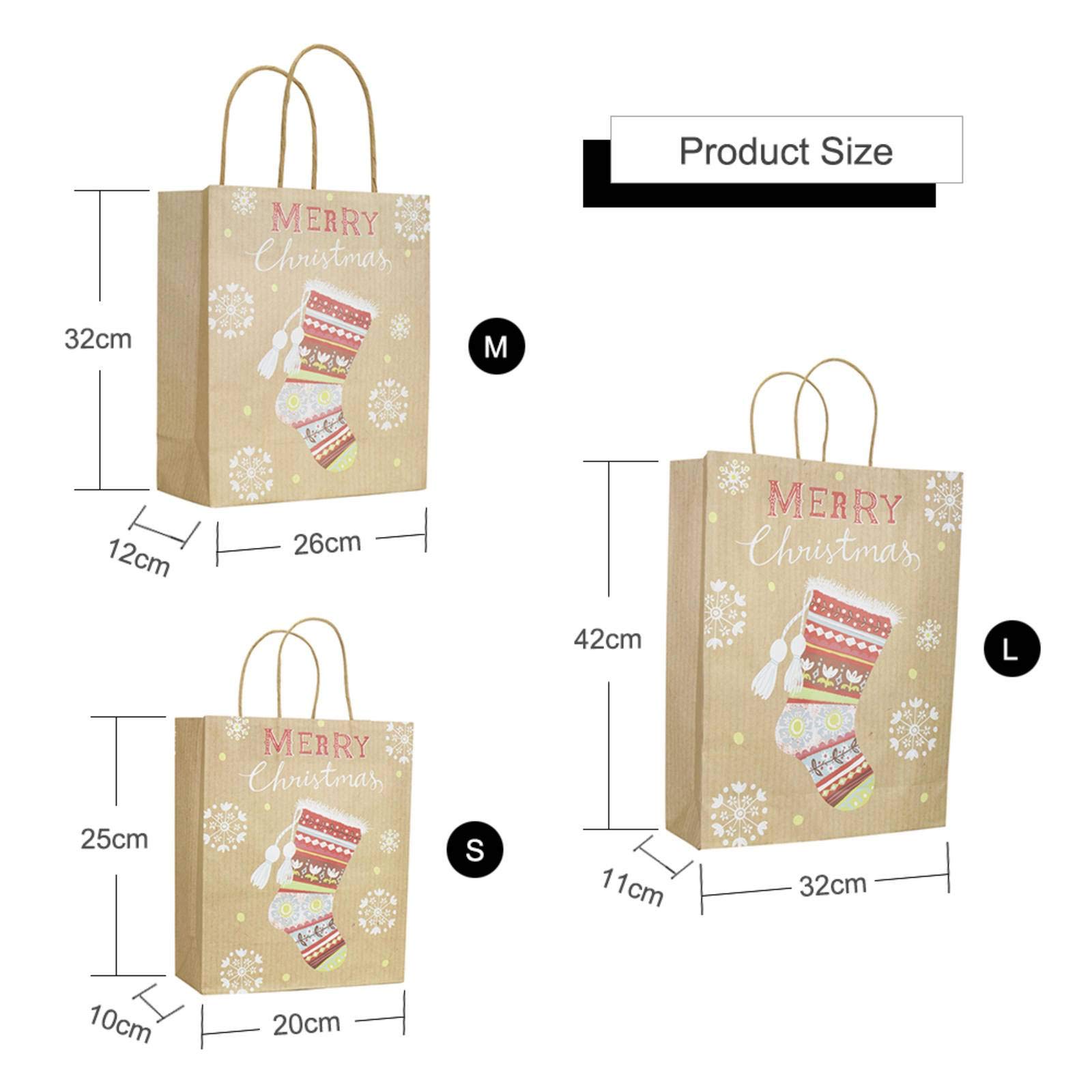 Eco-Friendly Kraft Paper Christmas Gift Bags - Portable & Fashionable Holiday Tote Bags for Festive Party Gifts, Wrapping & Storage | Perfect for Christmas Parties, Office Exchanges & Holiday Decorations