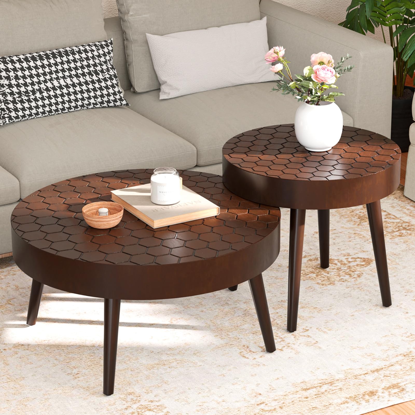 Modern Round Coffee Table Set of 2 - 18