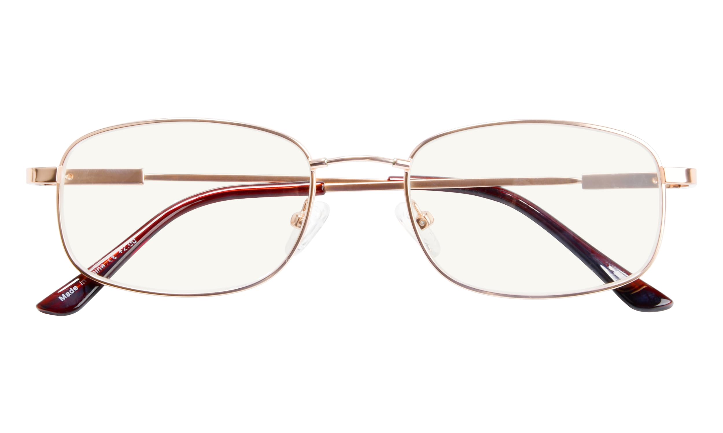 BFOCO Blue Light Blocking Progressive Reading Glasses for Women & Men - Multifocus Readers with Spring Hinge (Gold, +3.50) - Perfect for Computer Work, Reading & Screen Time